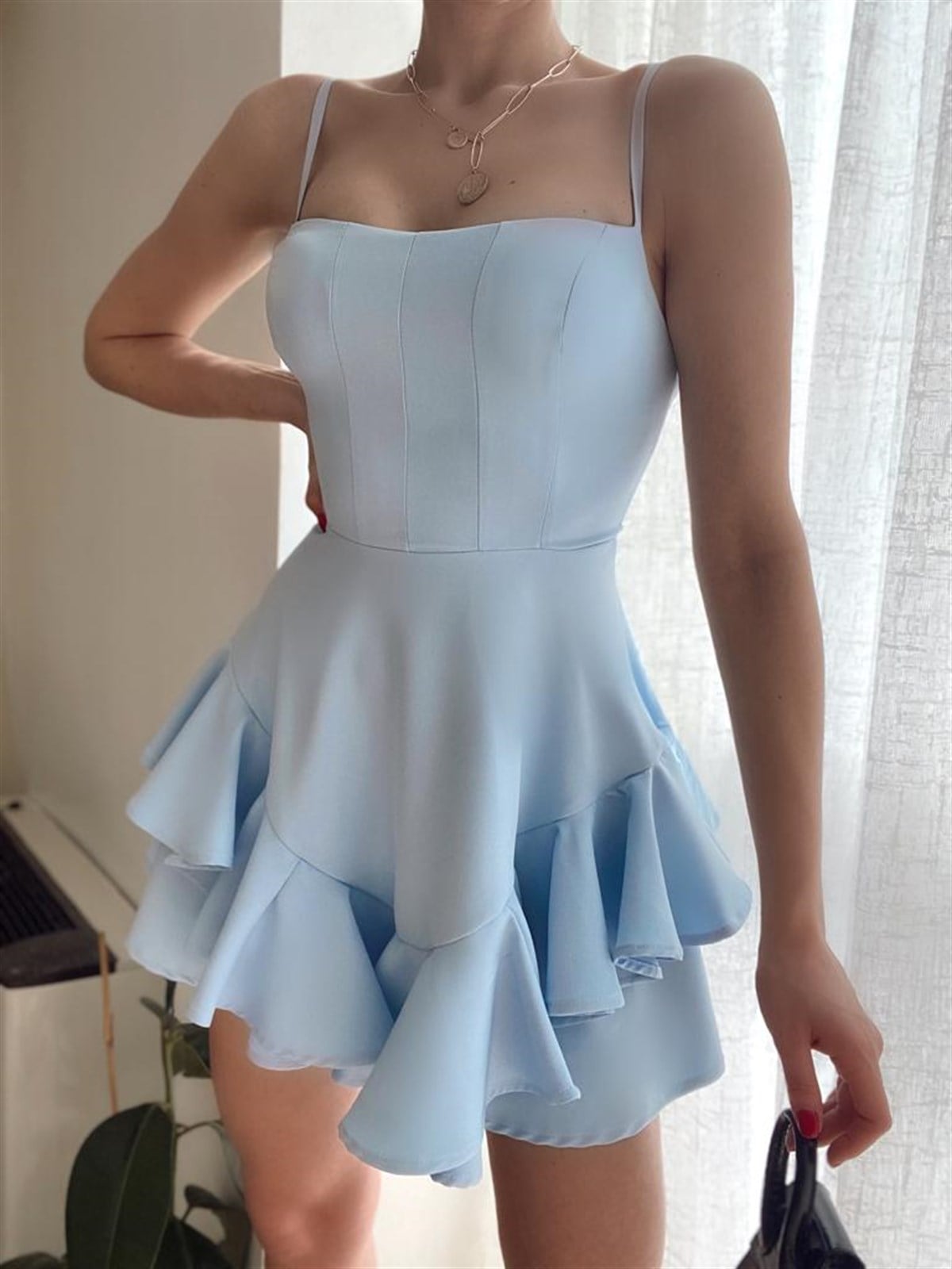 Askılı Etek Kat Kat Prenses Elbise - BEBEMAVİ