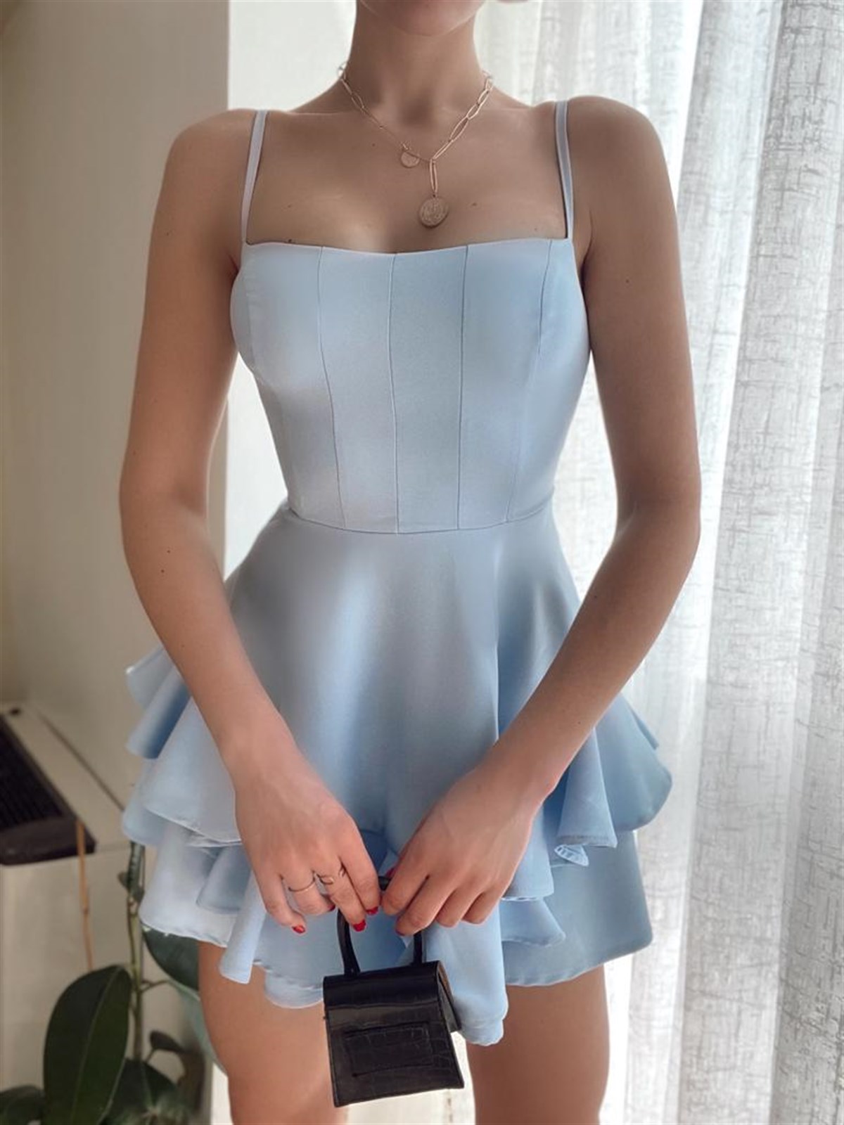 Askılı Etek Kat Kat Prenses Elbise - BEBEMAVİ