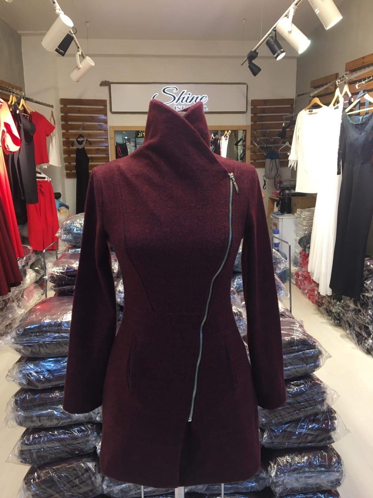 Balıksırtı Desenli Ceket - BORDO