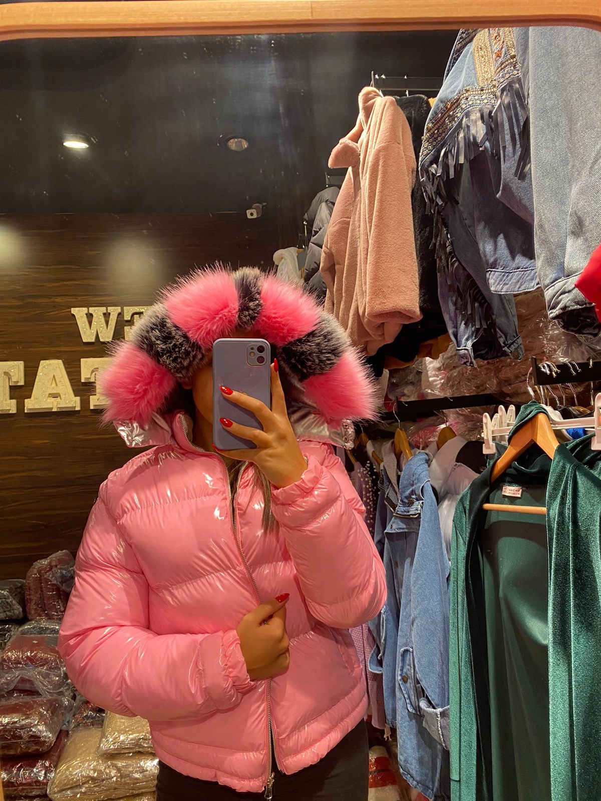 Çift Taraflı Şişme Mont - PEMBE ve METALİK GRİ