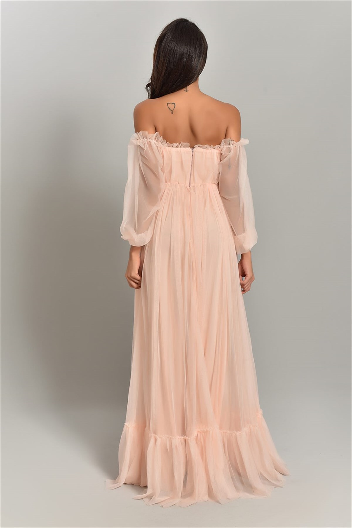 Güpür Detay Tül Elbise - PUDRA