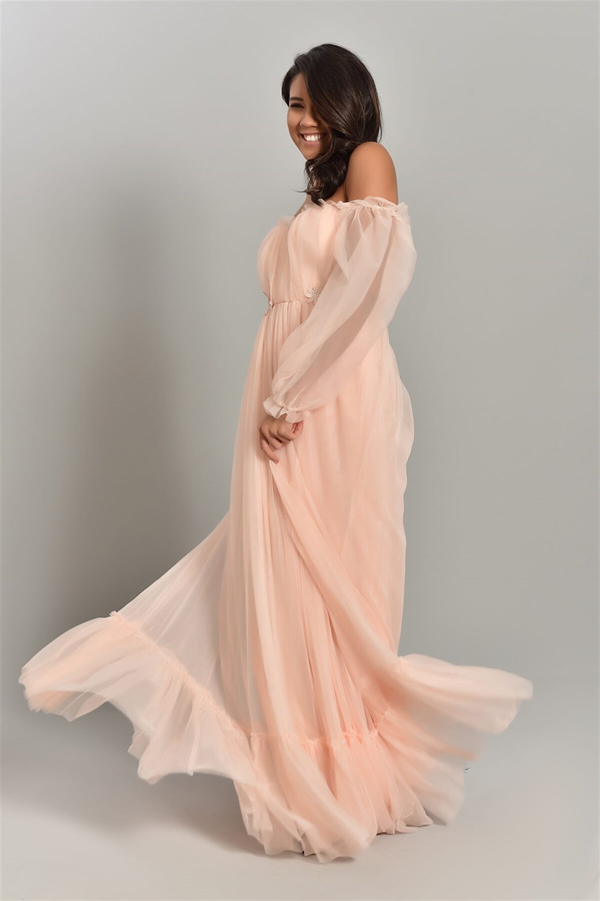 Güpür Detay Tül Elbise - PUDRA