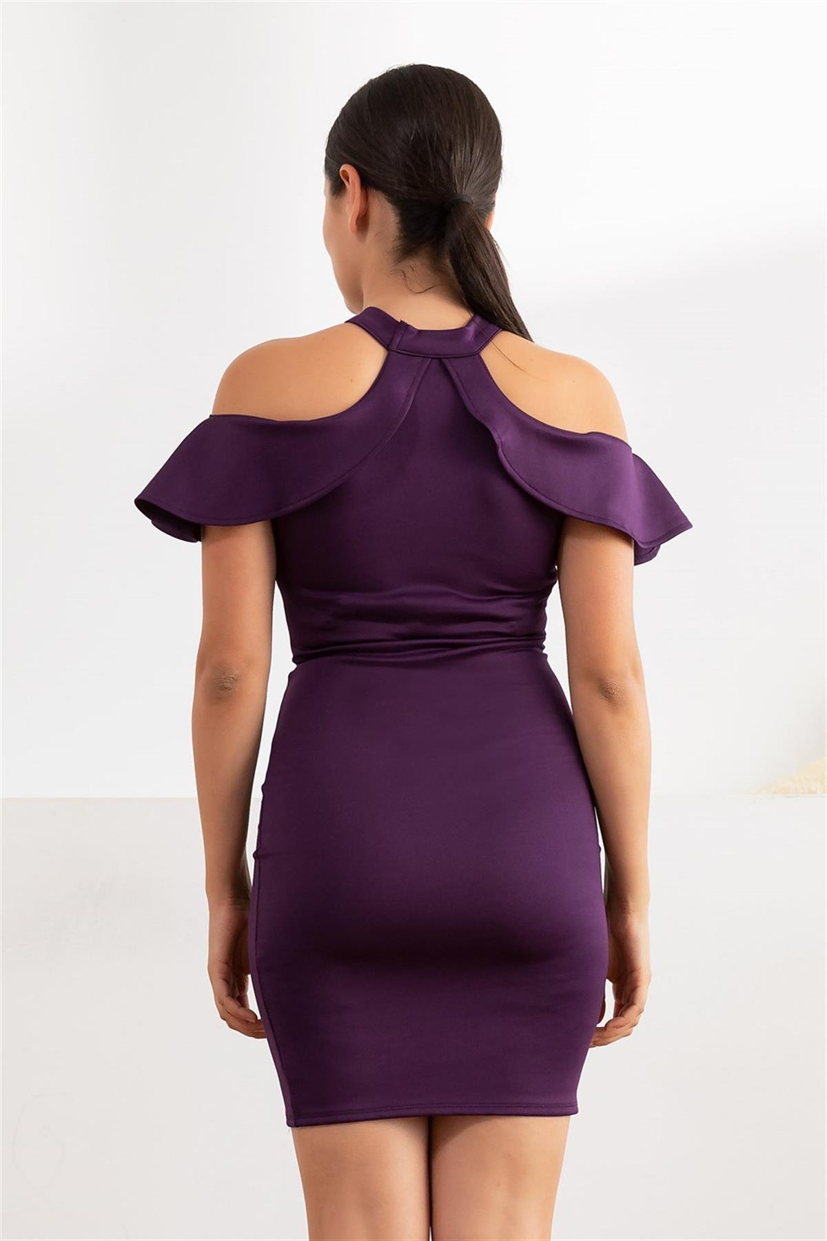 Omuz Detaylı Mini Elbise - MOR