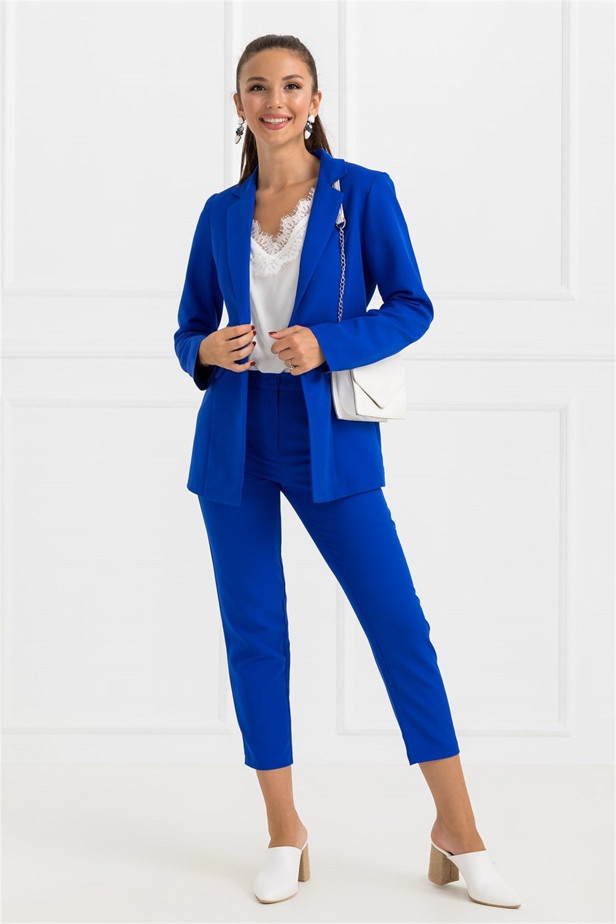 Sahte Cep Ceket Pantolon Takım - SAKS MAVİ