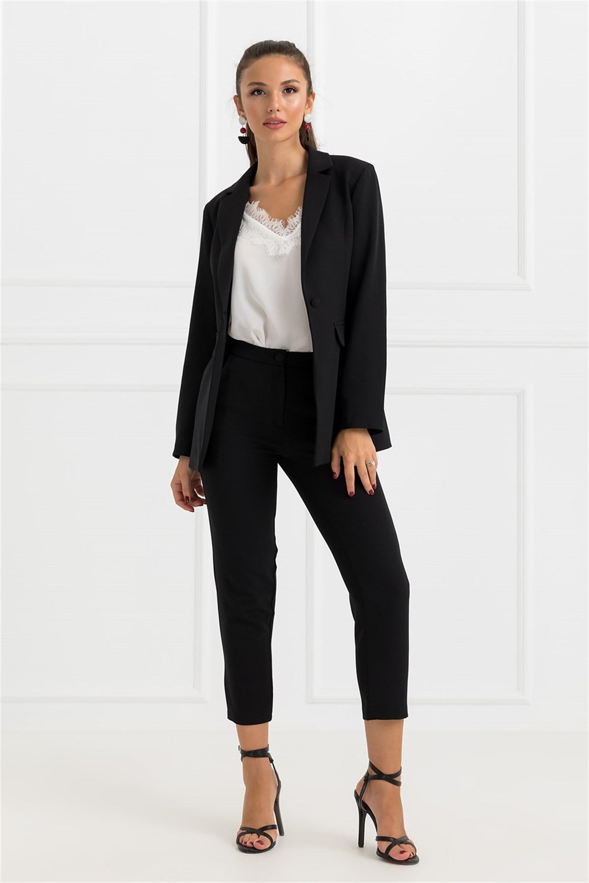 Sahte Cep Ceket Pantolon Takım - SİYAH