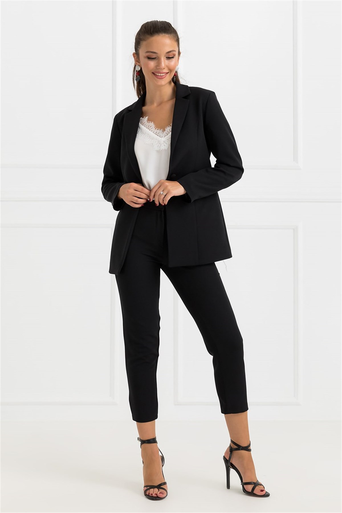 Sahte Cep Ceket Pantolon Takım - SİYAH