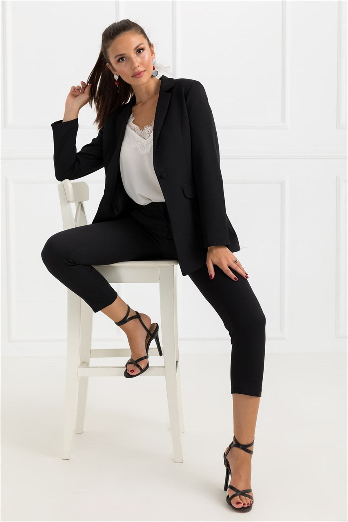 Sahte Cep Ceket Pantolon Takım - SİYAH