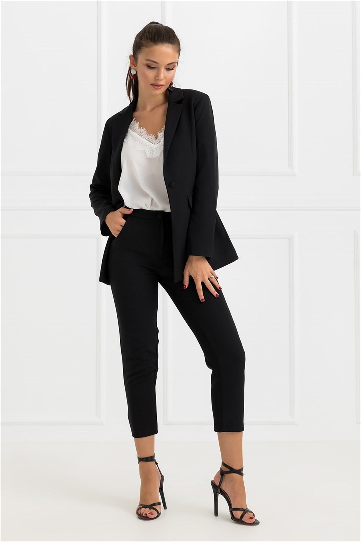 Sahte Cep Ceket Pantolon Takım - SİYAH