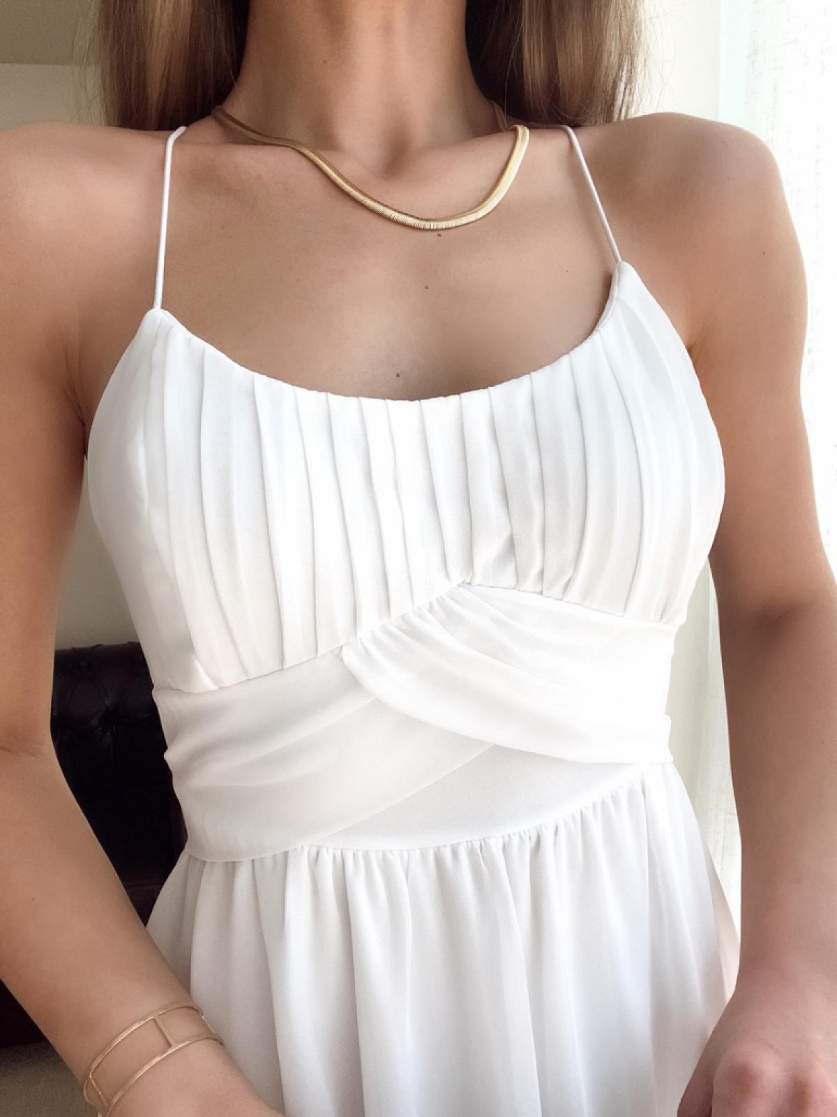 Sırt Detay Kuşaklı Elbise - BEYAZ