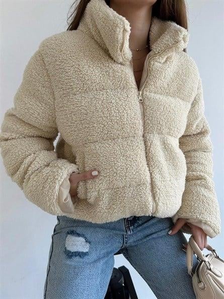 Teddy Kuzu Şişme Mont - TAŞ RENGİ