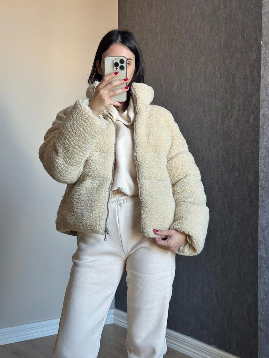 Teddy Kuzu Şişme Mont - TAŞ RENGİ