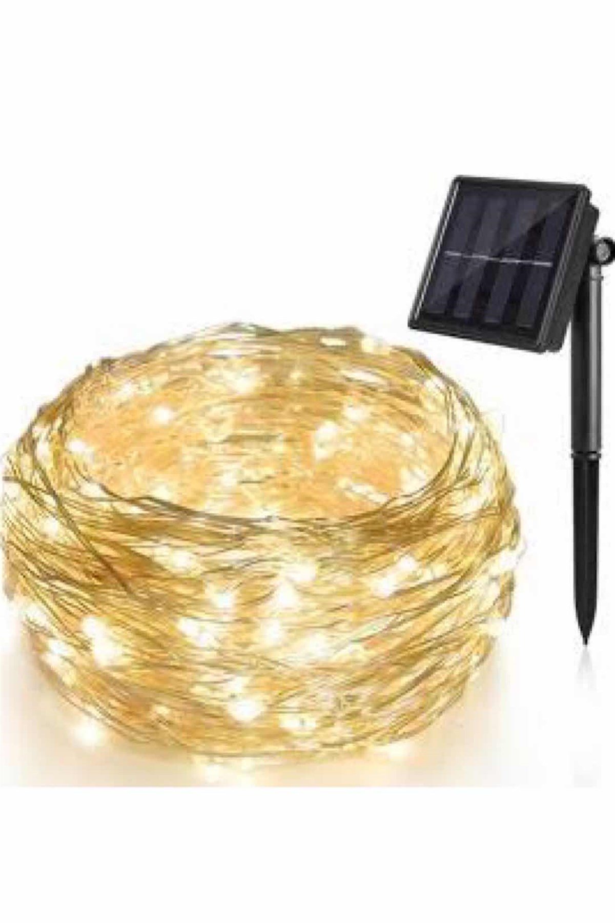 20 Metre Solar (Güneş Enerjili) Gümüş Tel Led Işık