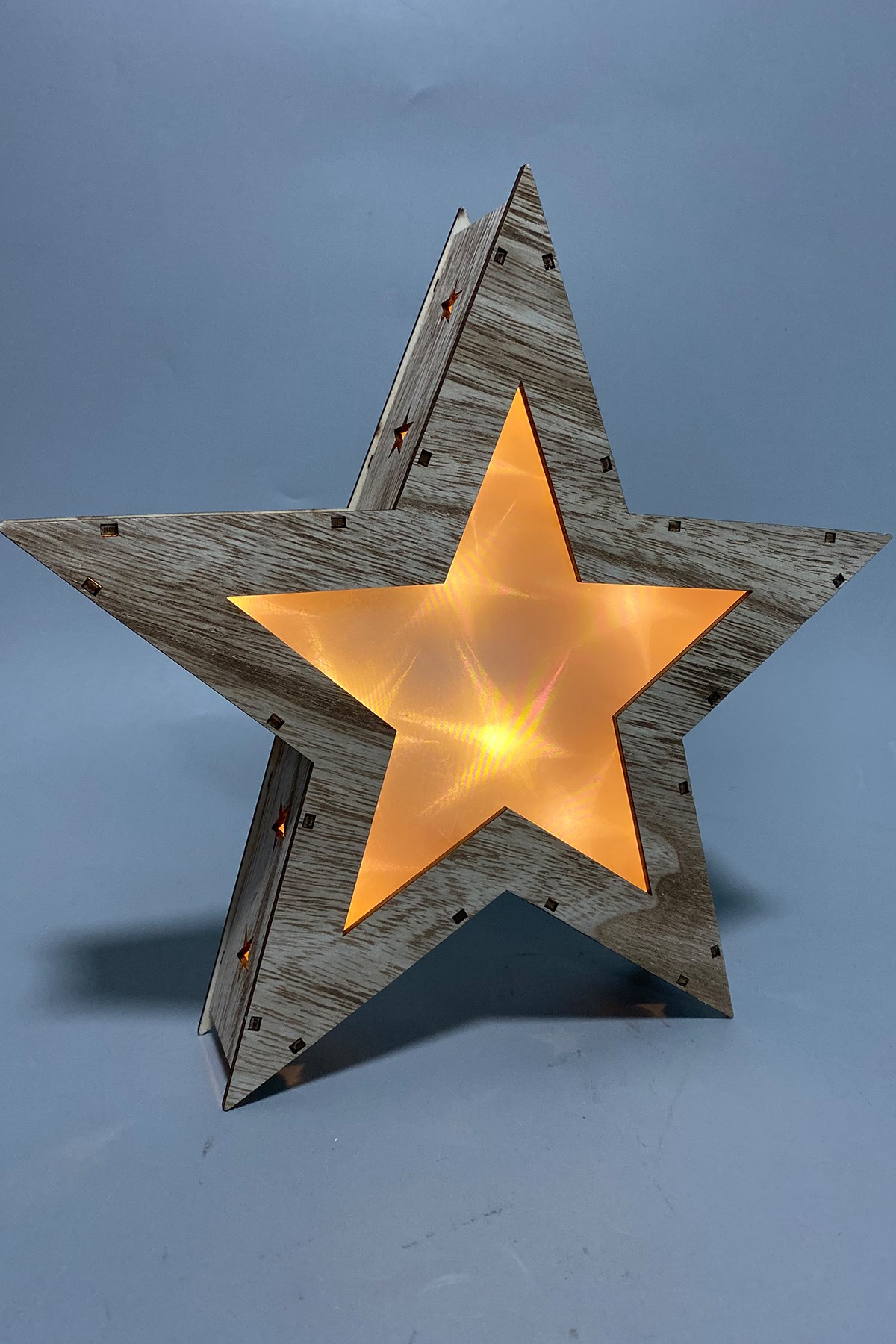 AHŞAP YILDIZ PANO 28 CM ÇAP