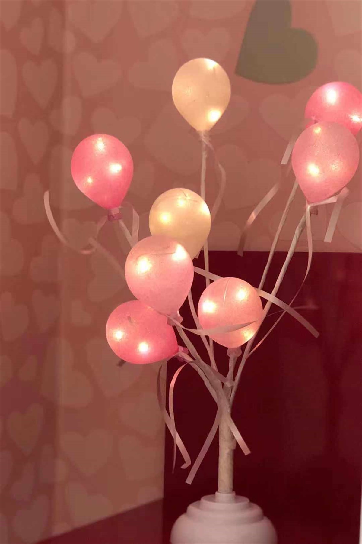 Balon Ağacı Çocuk Odası Gece Lambası Pembe&Beyaz