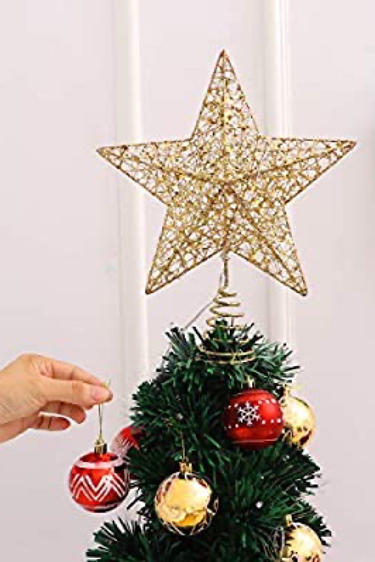 Led Işıklı Yılbaşı Ağacı Tepe Yıldızı Gold