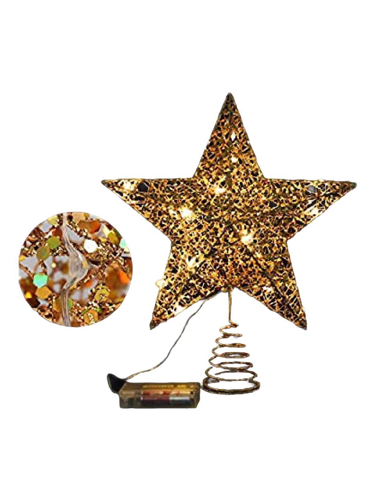 Led Işıklı Yılbaşı Ağacı Tepe Yıldızı Gold