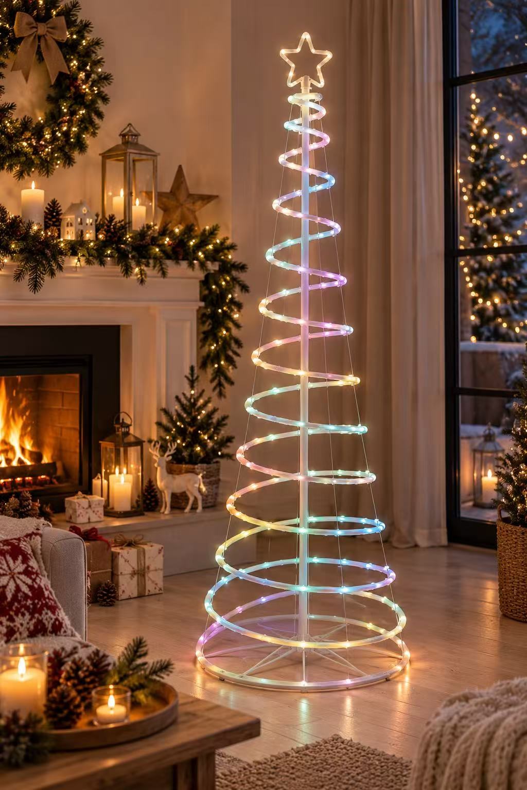 Smart Rgb Led Işıklı Spiral Çamağacı Çerçeve 120cm  32 Animasyon
