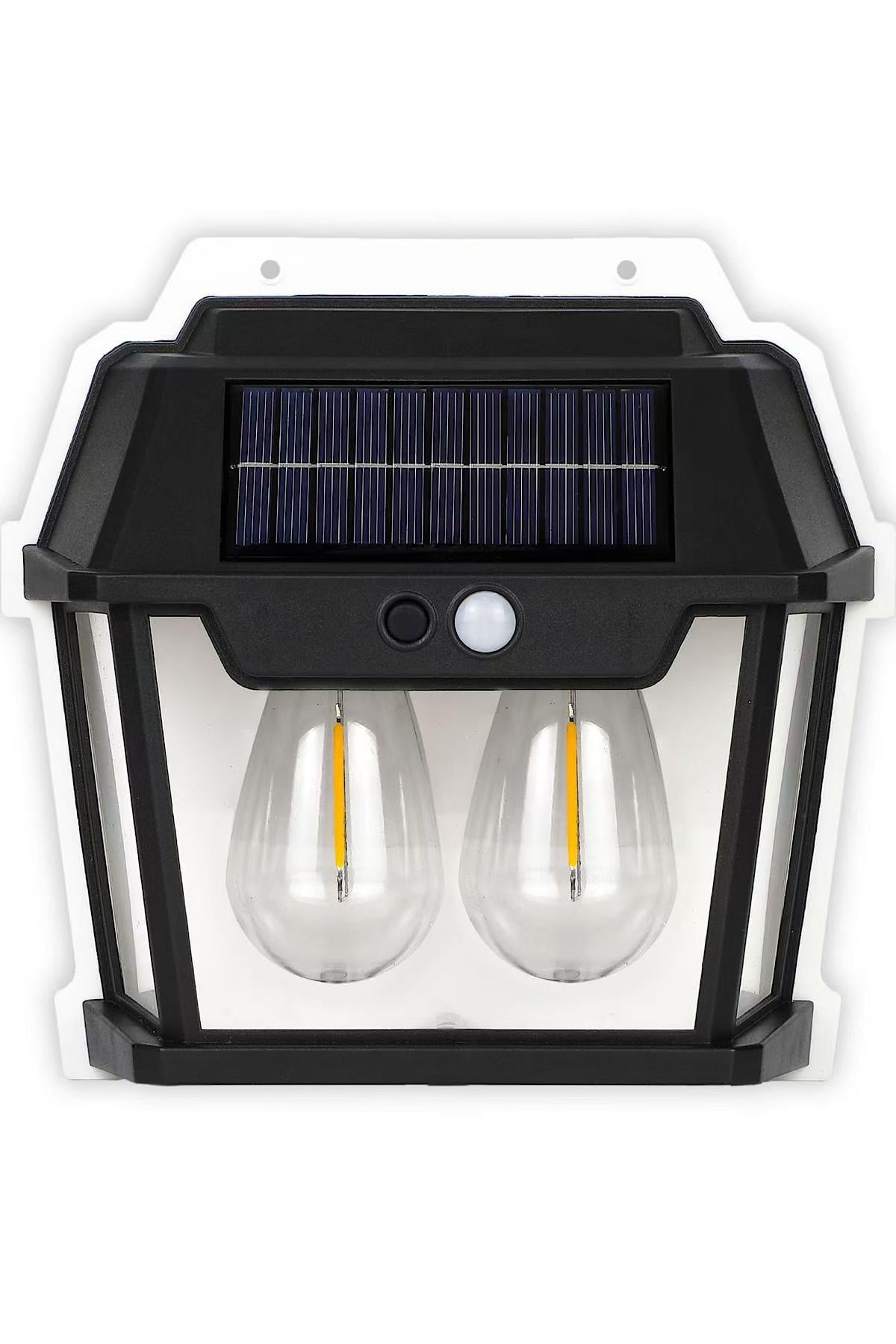 Solar Hareket Sensörlü Outdoor Lamba İki Ampullü Kapı ve Bahçe Duvar Aydınlatması