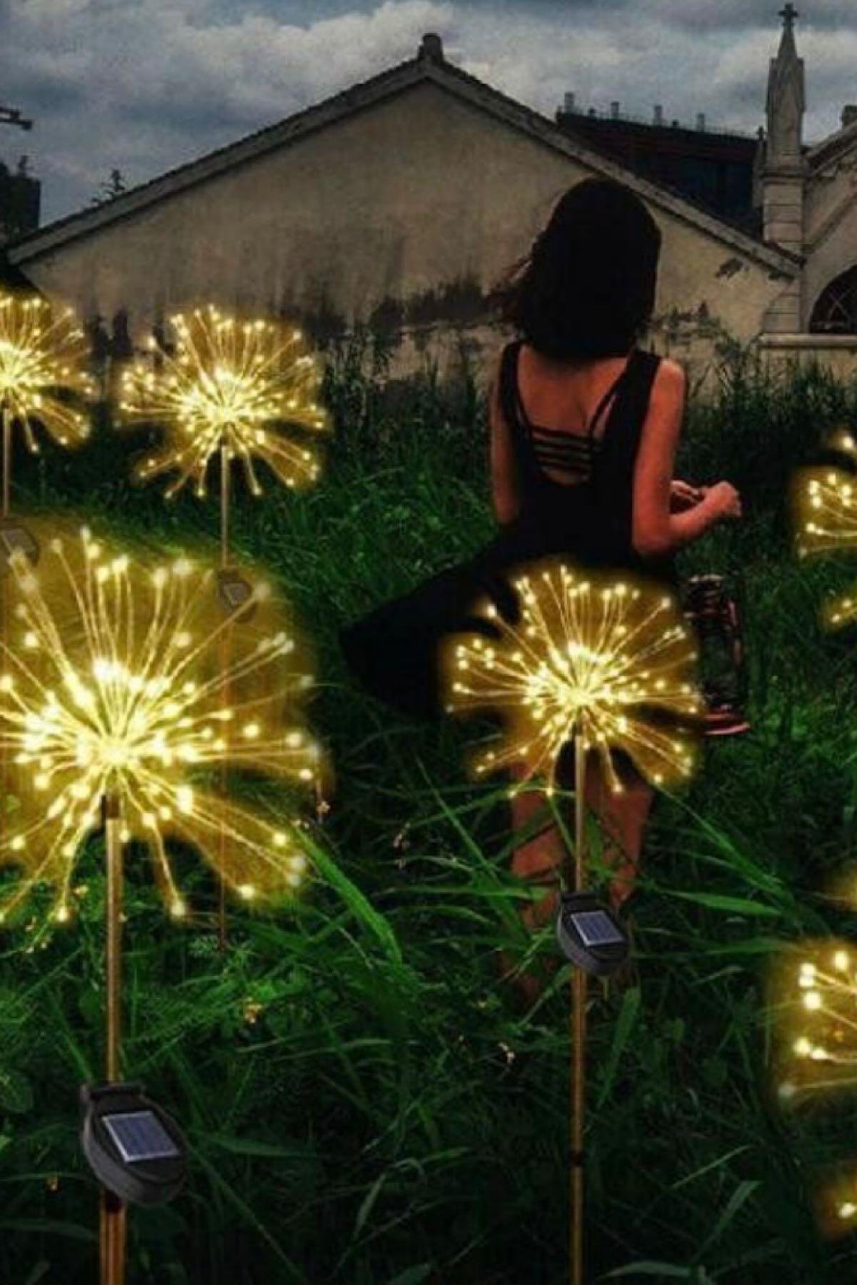 Solar Karahindiba 2´li 180 Ledli Havaifişek Bahçe Işıkları