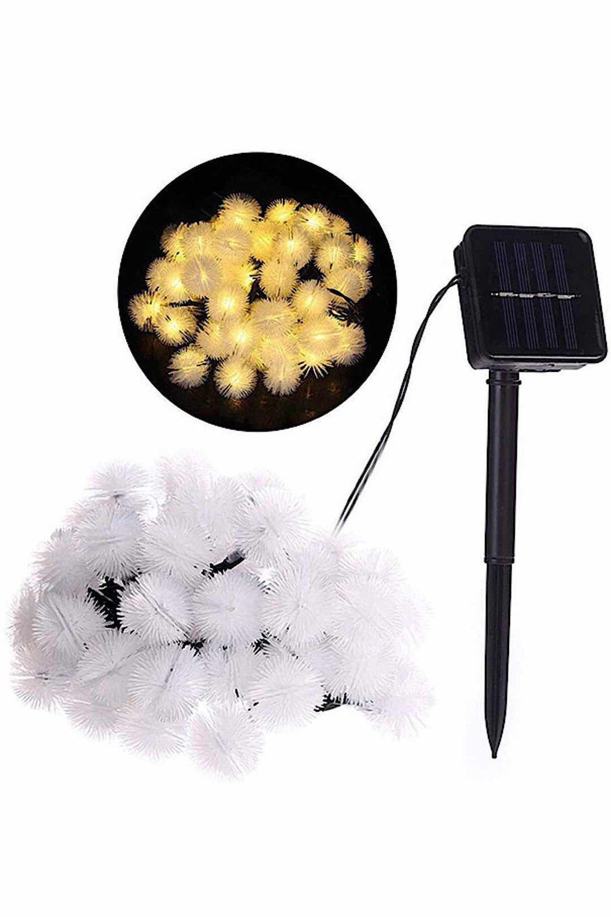 Solar Ponpon Led Işık Zinciri 5 Metre 20 Ledli