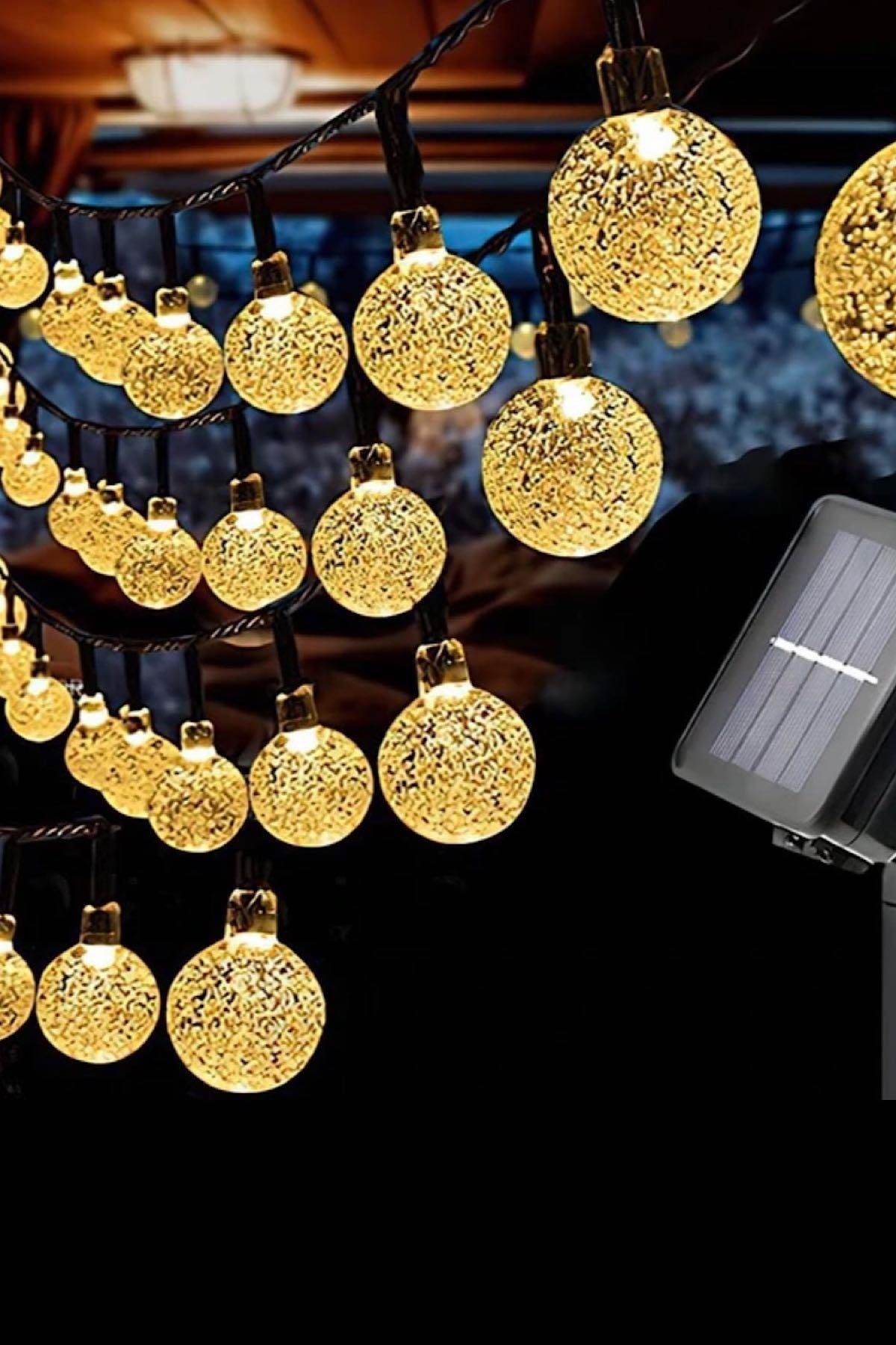 Solar Şeffaf Top Led Işık 8 Metre 50 Top