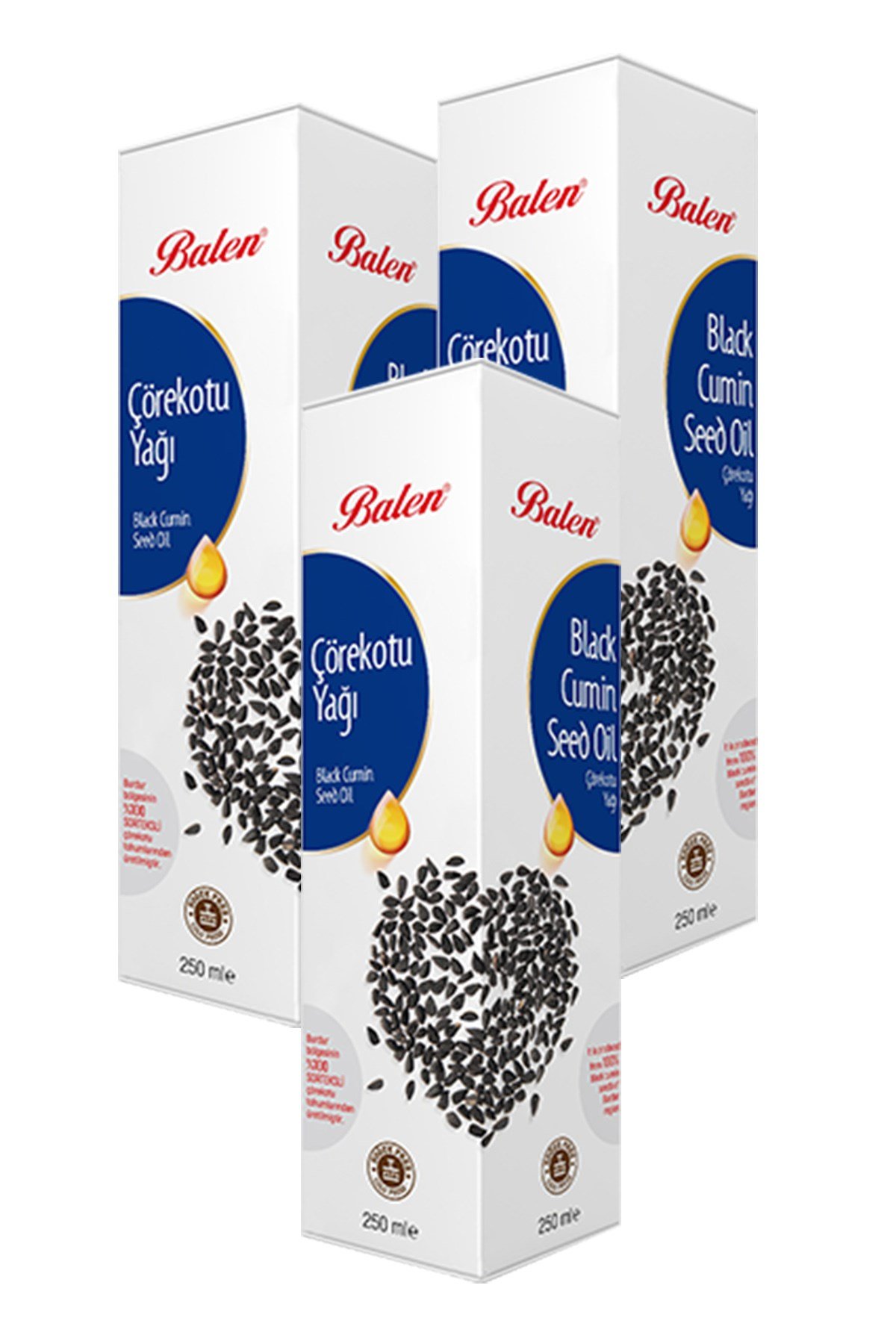 3 Kutu Balen Çörekotu Yağı Çörek Otu 250 Ml Soğuk Pres İçilebilir