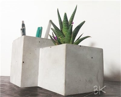 Beton 2li Küp Saksı Özel Tasarım El Yapımı