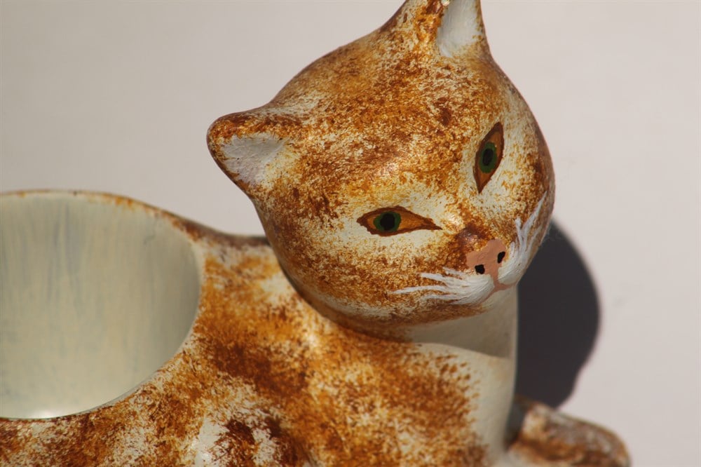 Kedi formunda Özel tasarım,El yapımı, Beton,Succulent ve Kaktüs saksısı Boyalı