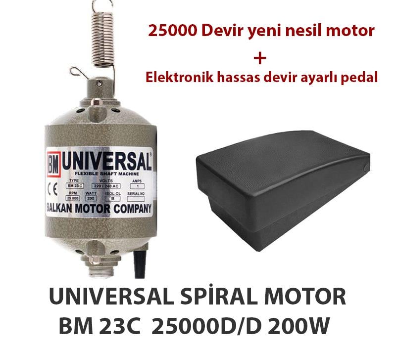 Universal Spiral Motor 25000 Devir BM23C  200 Watt + Devir Ayarlı Pedal