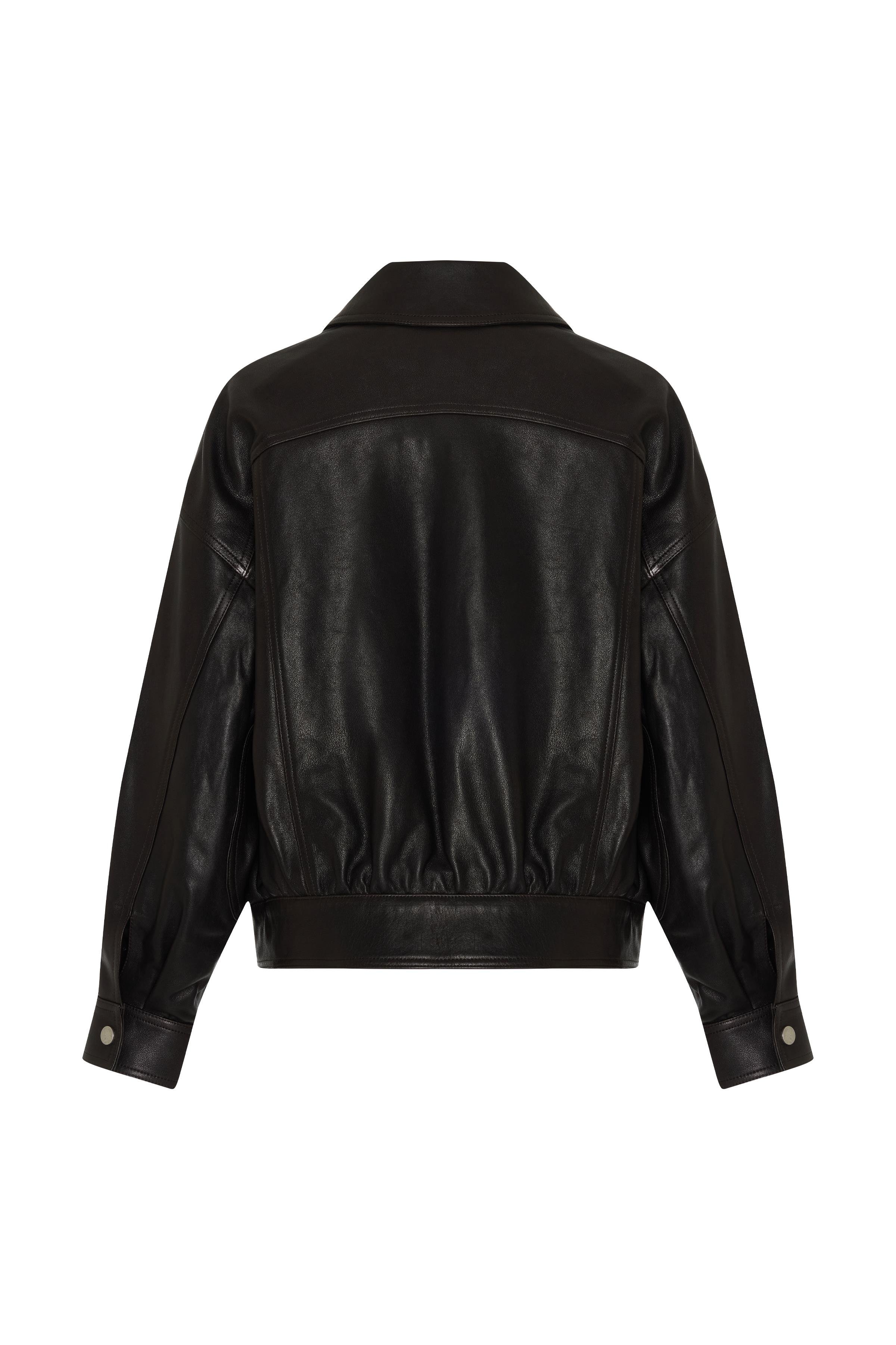 Acı Kahve Oversize Bomber Deri Ceket