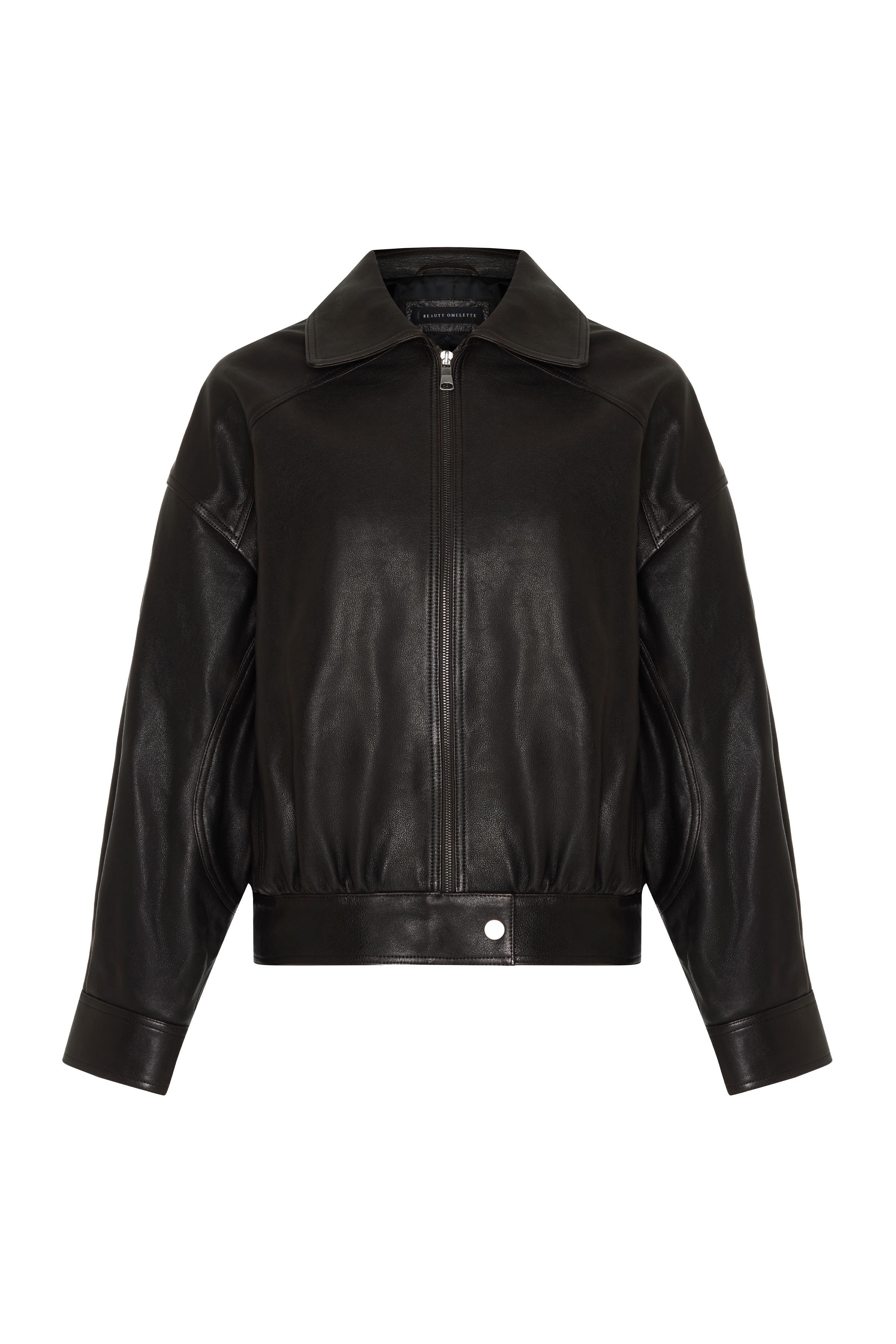 Acı Kahve Oversize Bomber Deri Ceket