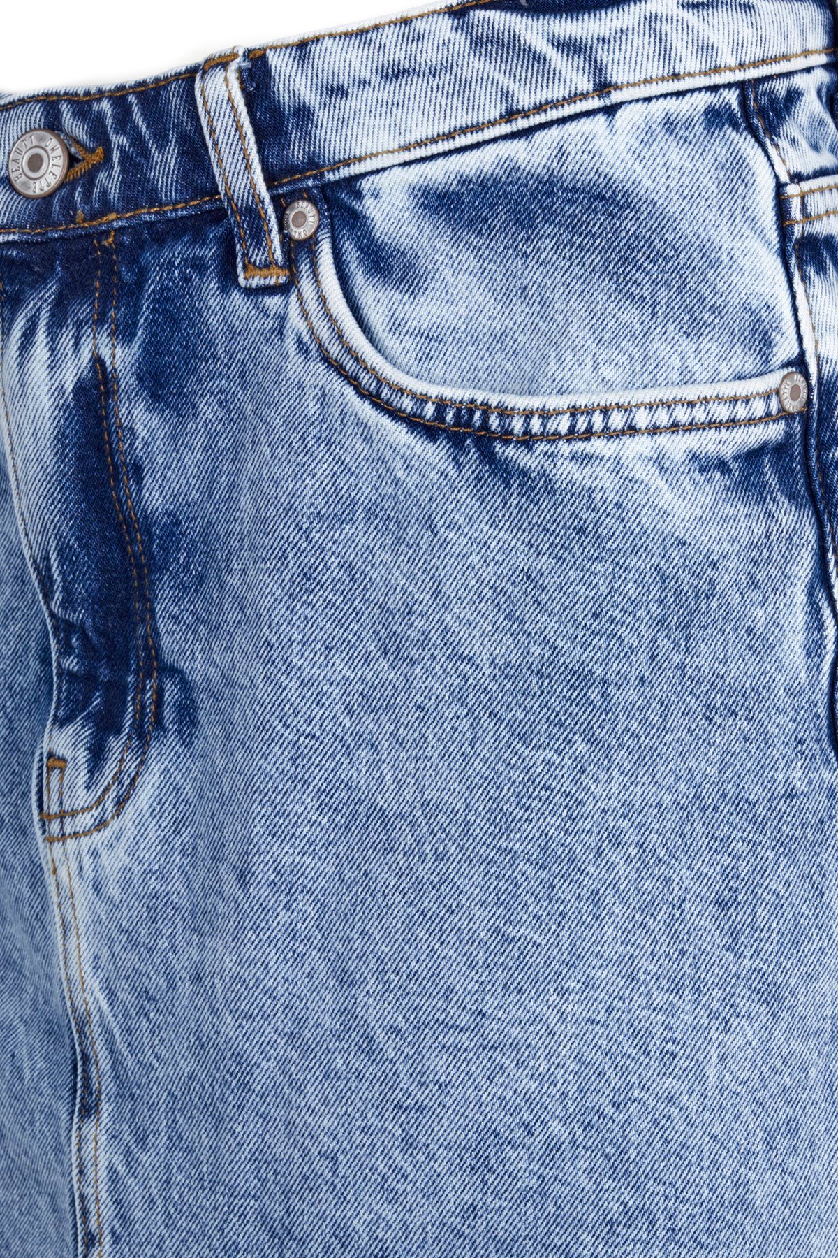 Açık Mavi Mini Jean Etek