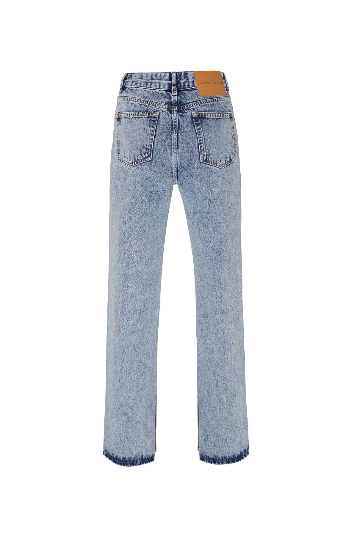 Açık Mavi Split Hem Detailed Slim Fit Jean