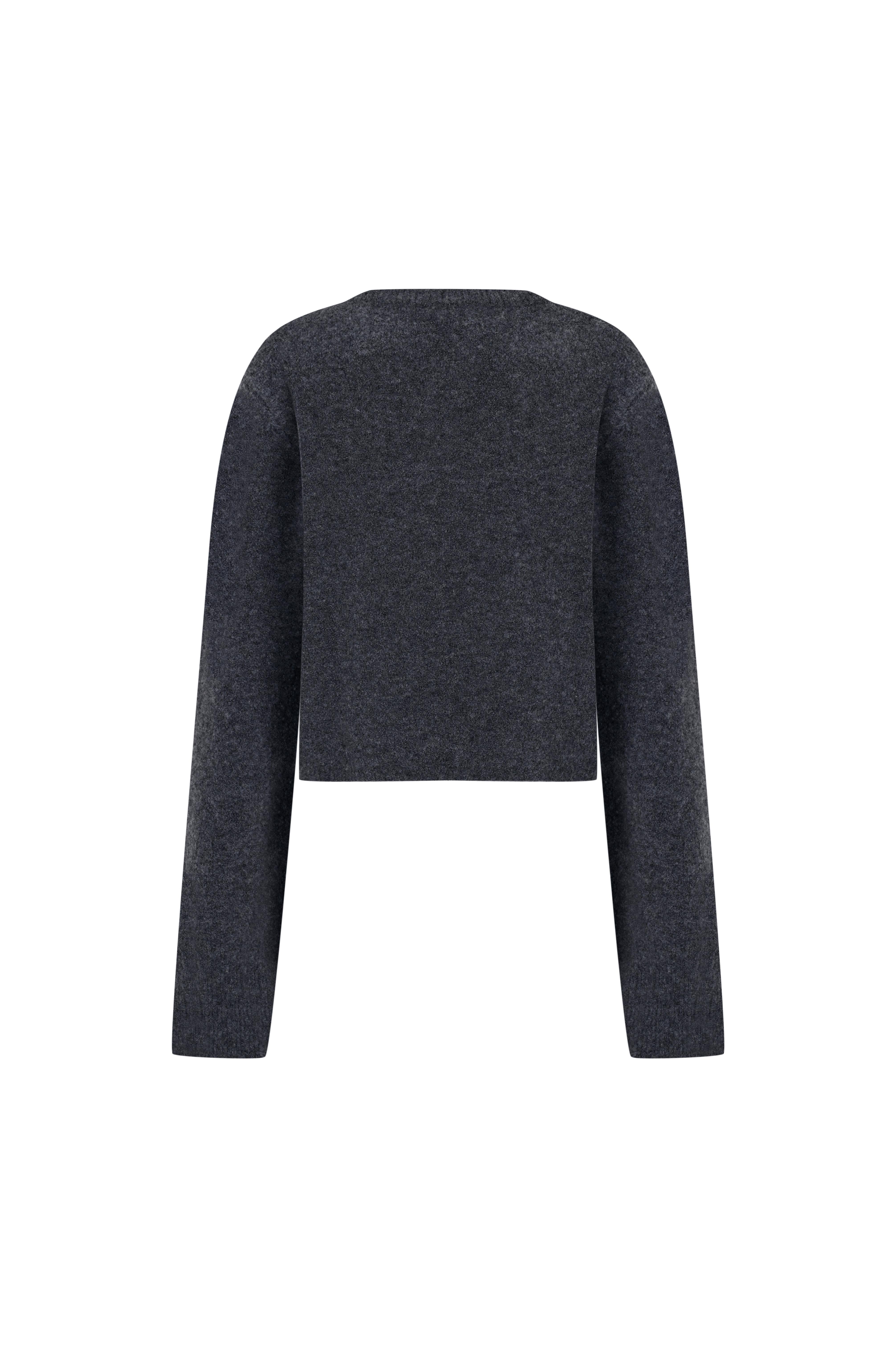 Antrasit Kutu Form Bisiklet Yaka Yün Kazak