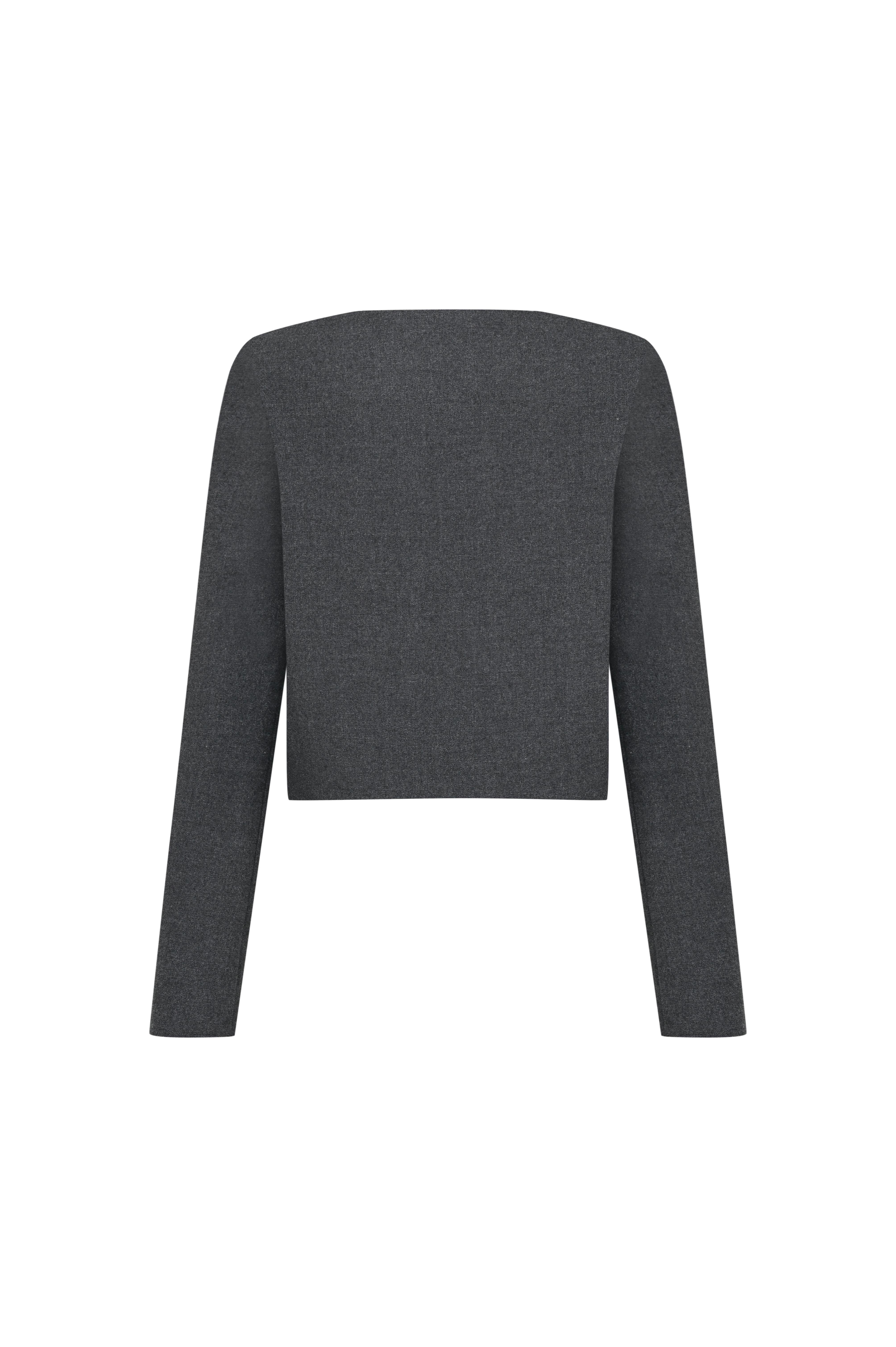 Antrasit Kutu Form Kısa Yünlü Ceket