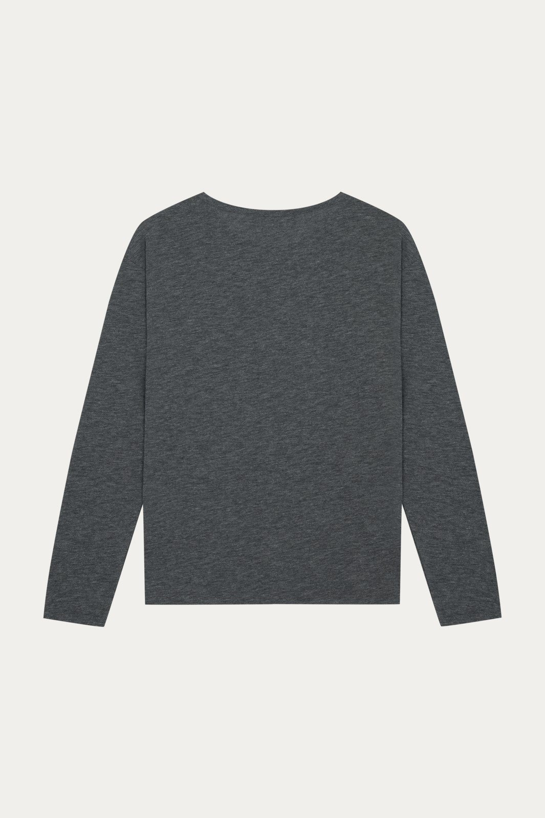 Antrasit Melanj Patlı Flamlı Uzun Kol Tshirt