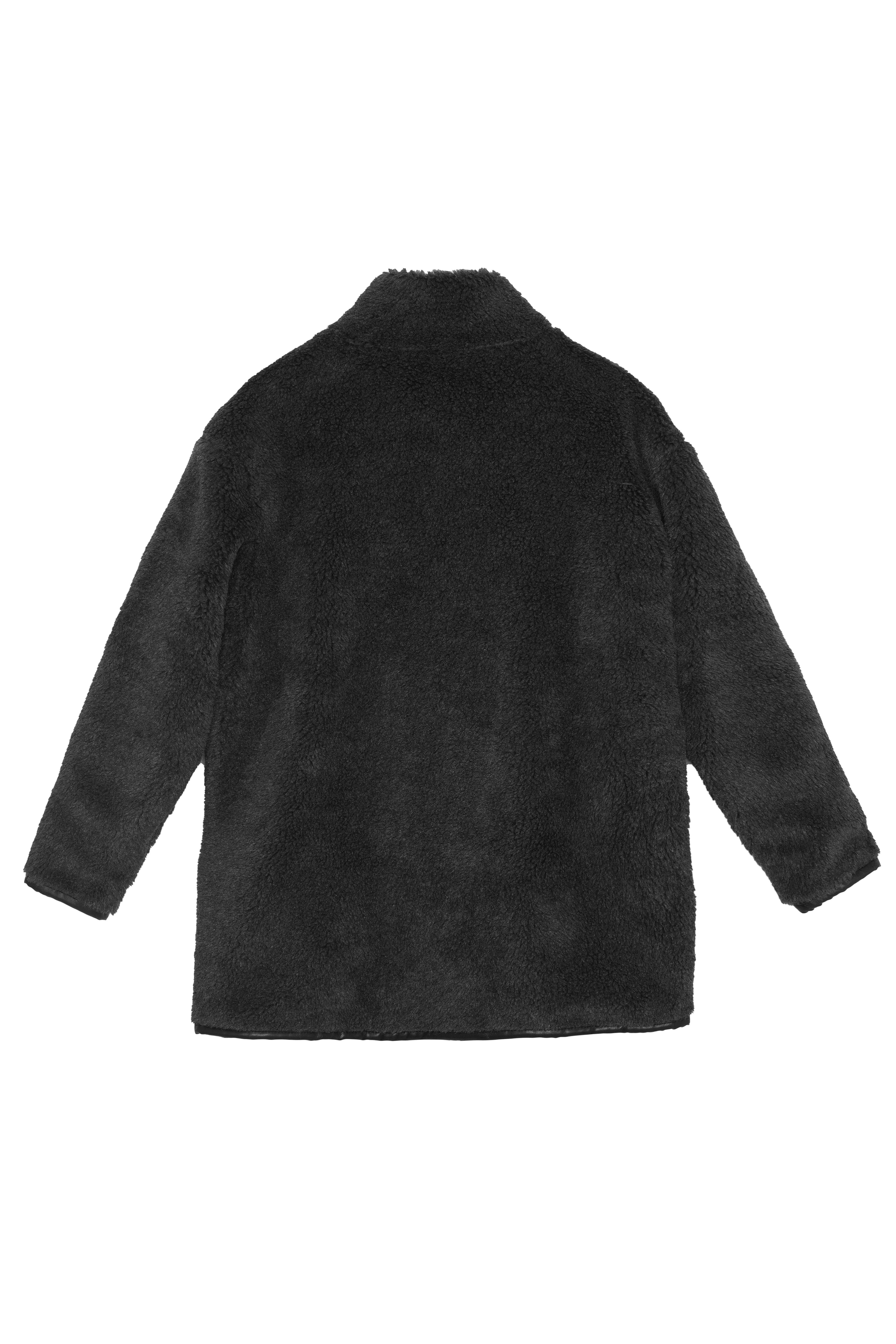 Antrasit Oversize Fermuarlı Teddy Kaban