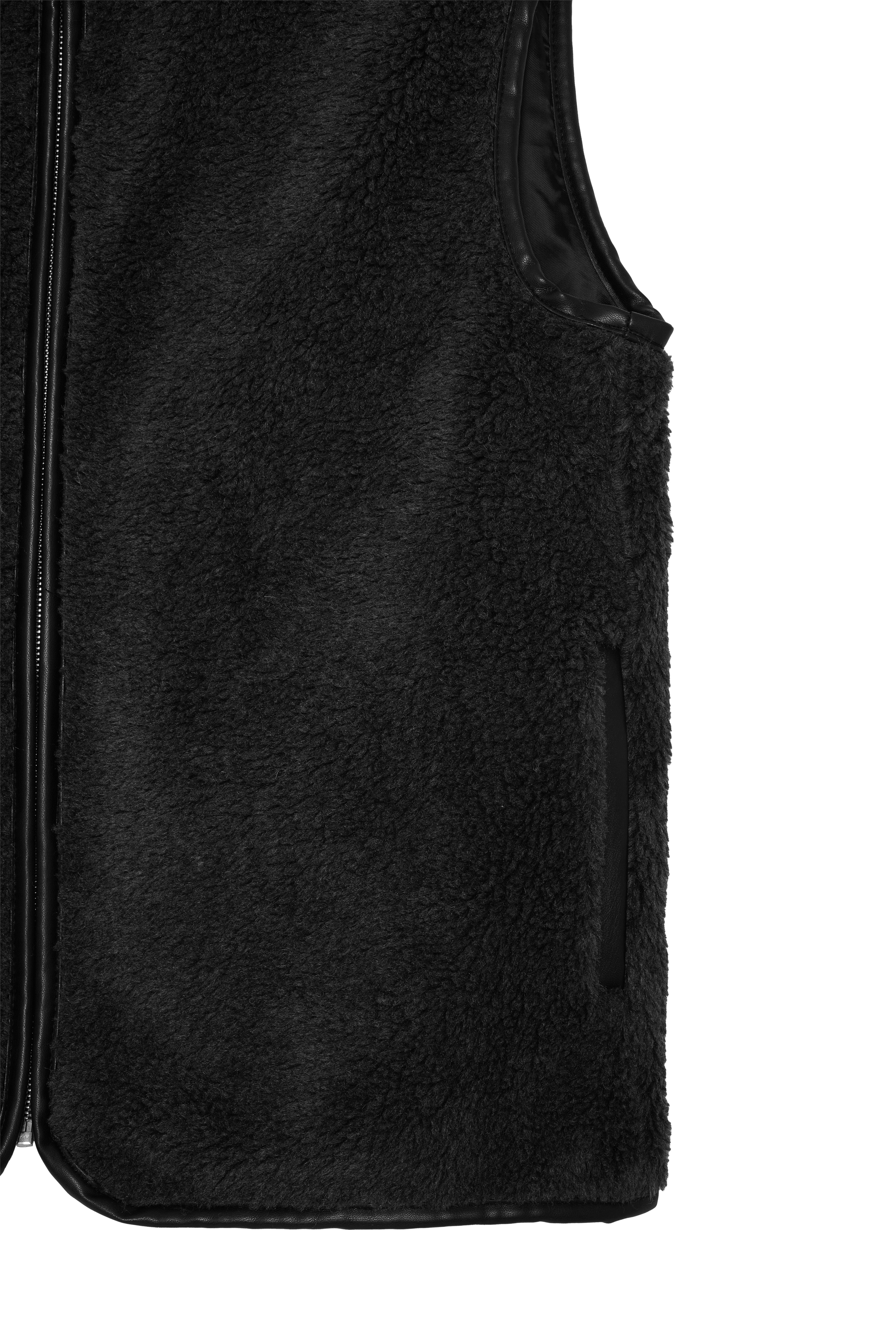 Antrasit Oversize Fermuarlı Teddy Yelek