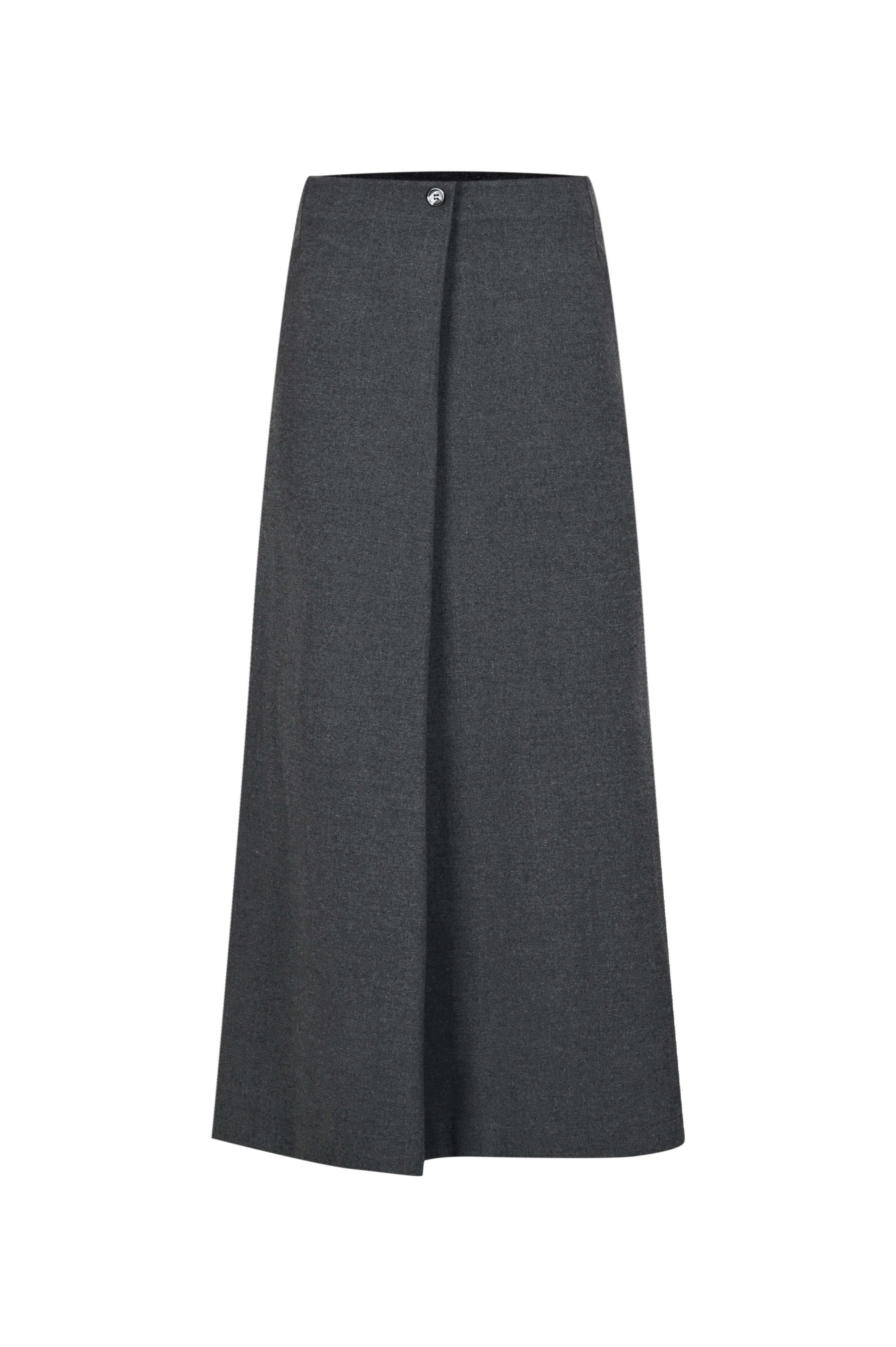 Antrasit Pile Detaylı Yünlü Midi Etek