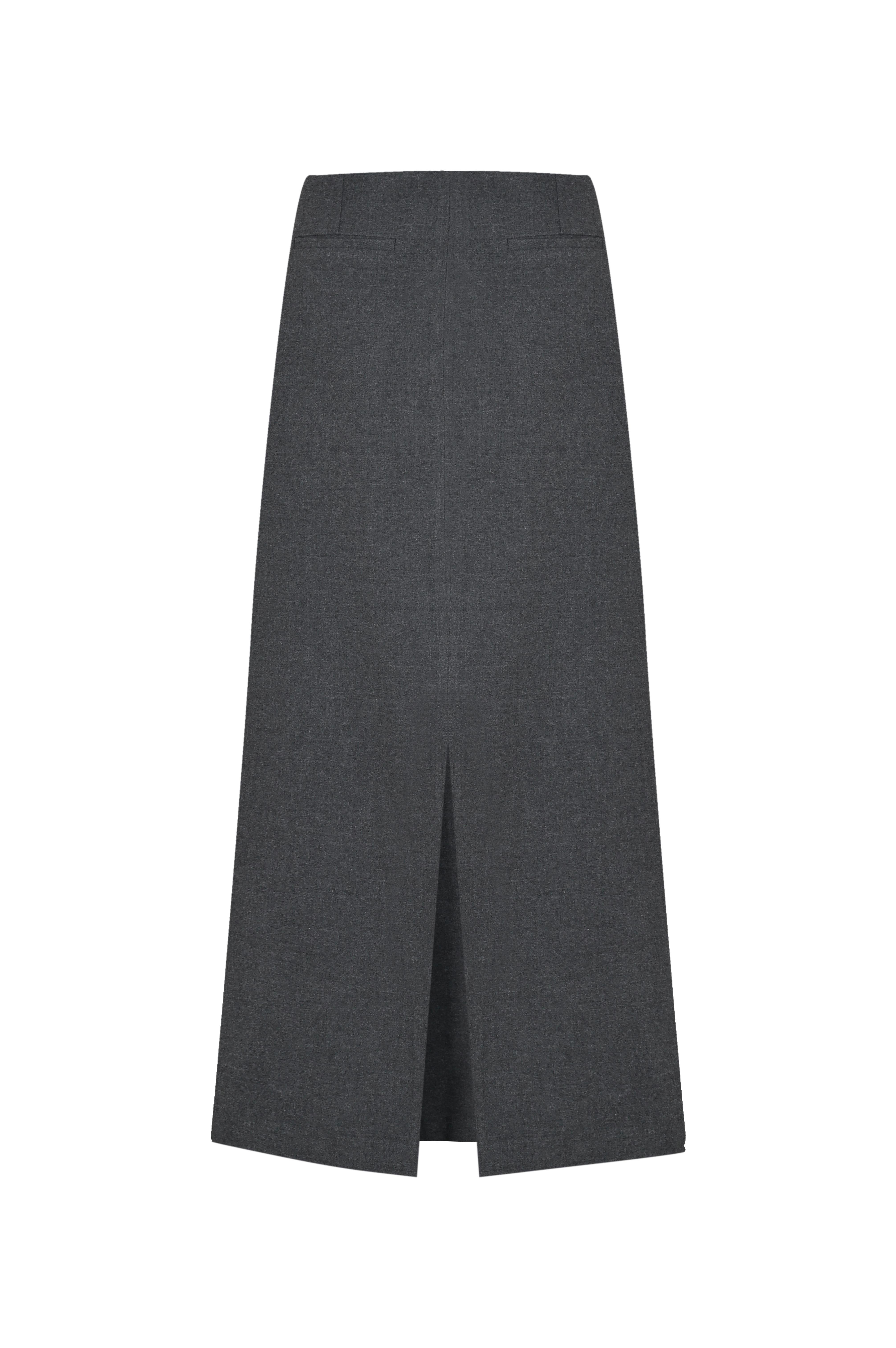 Antrasit Pile Detaylı Yünlü Midi Etek