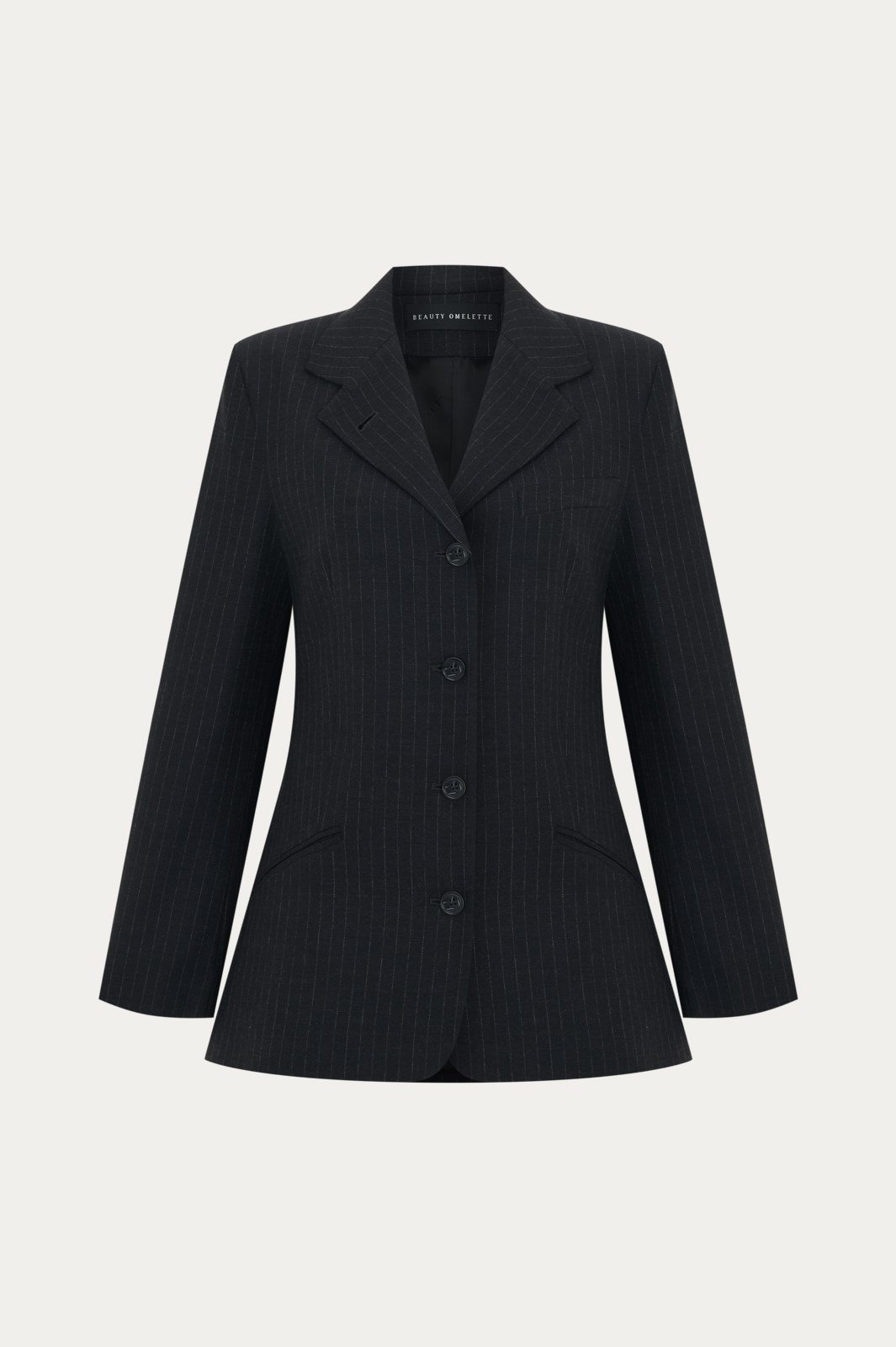 Antrasit Pinstripe Düğmeli Ceket