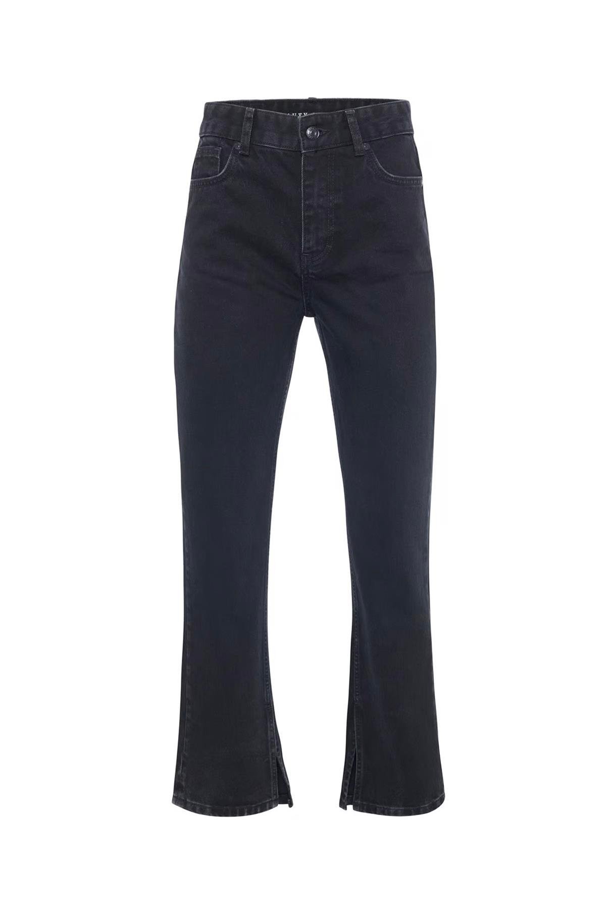 Antrasit Split Hem Detailed Slim Fit Jean