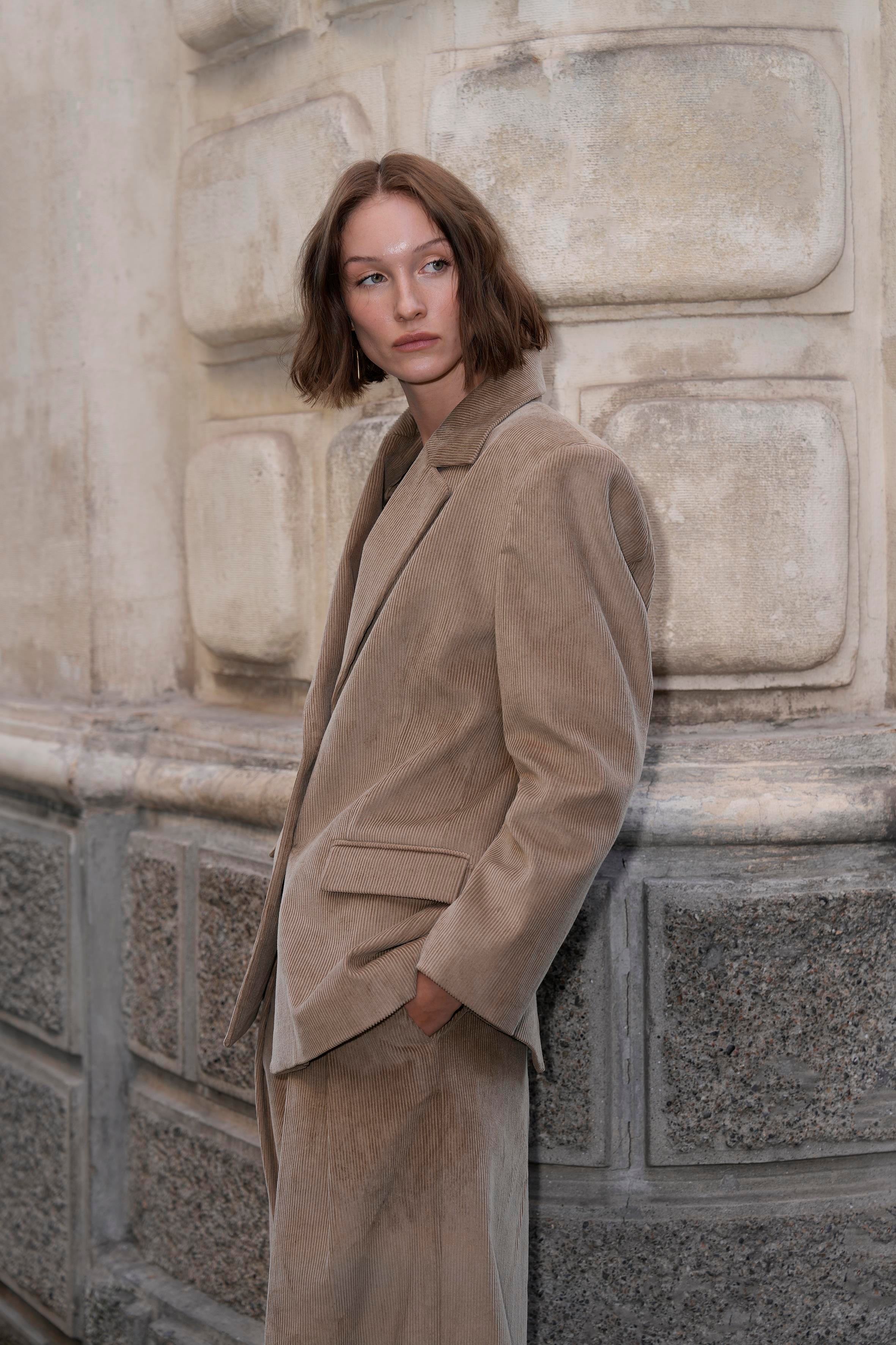 Bej Kadife Palazzo Pantolon