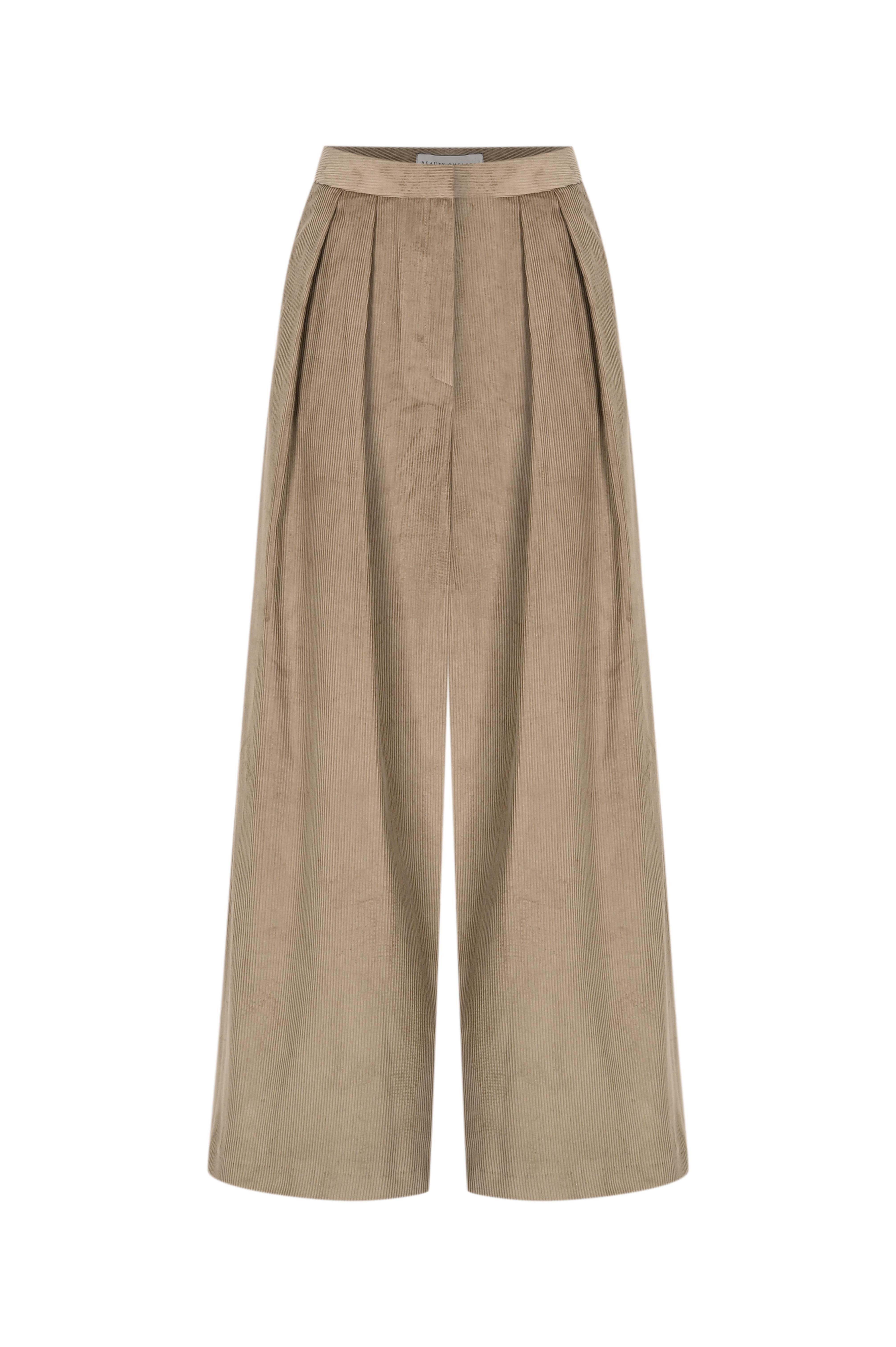 Bej Kadife Palazzo Pantolon