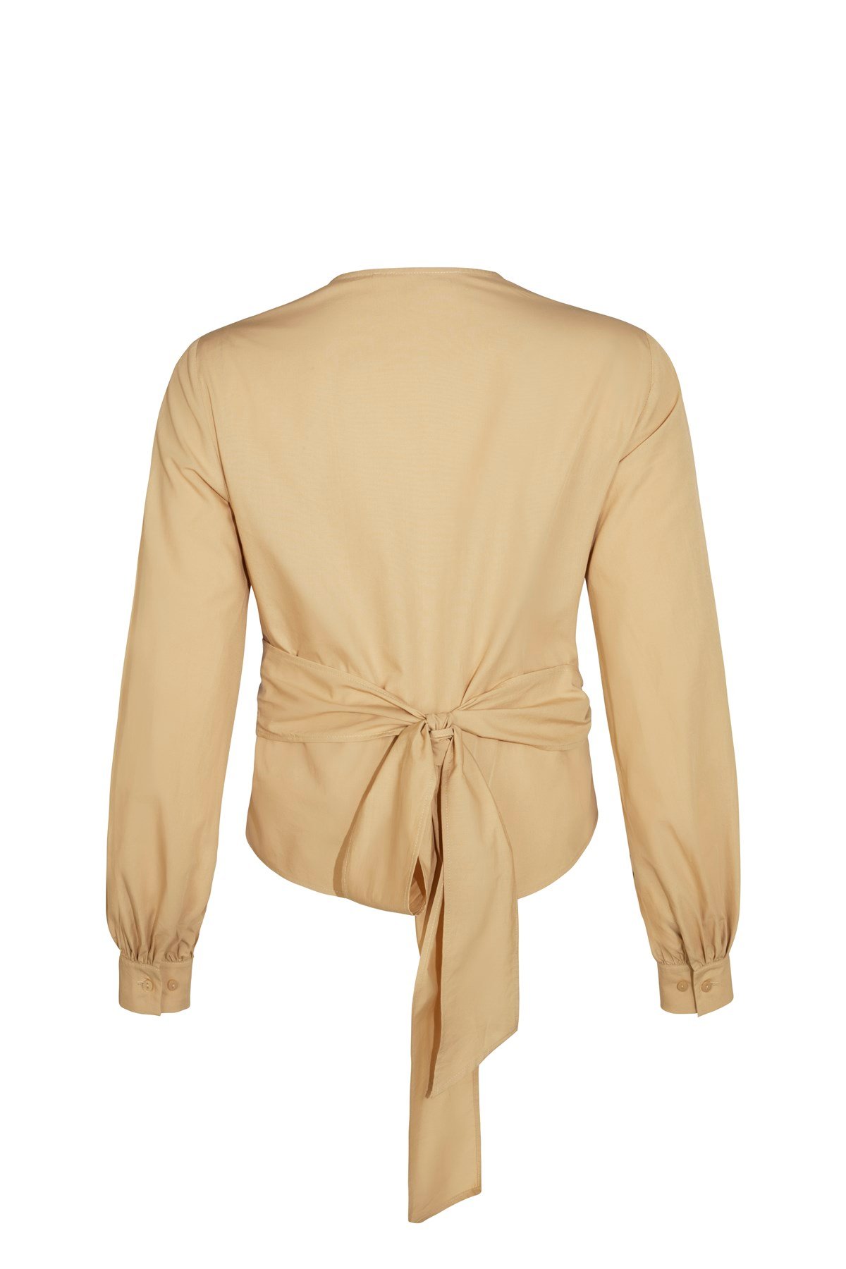 Bej Kruvaze Poplin Gömlek