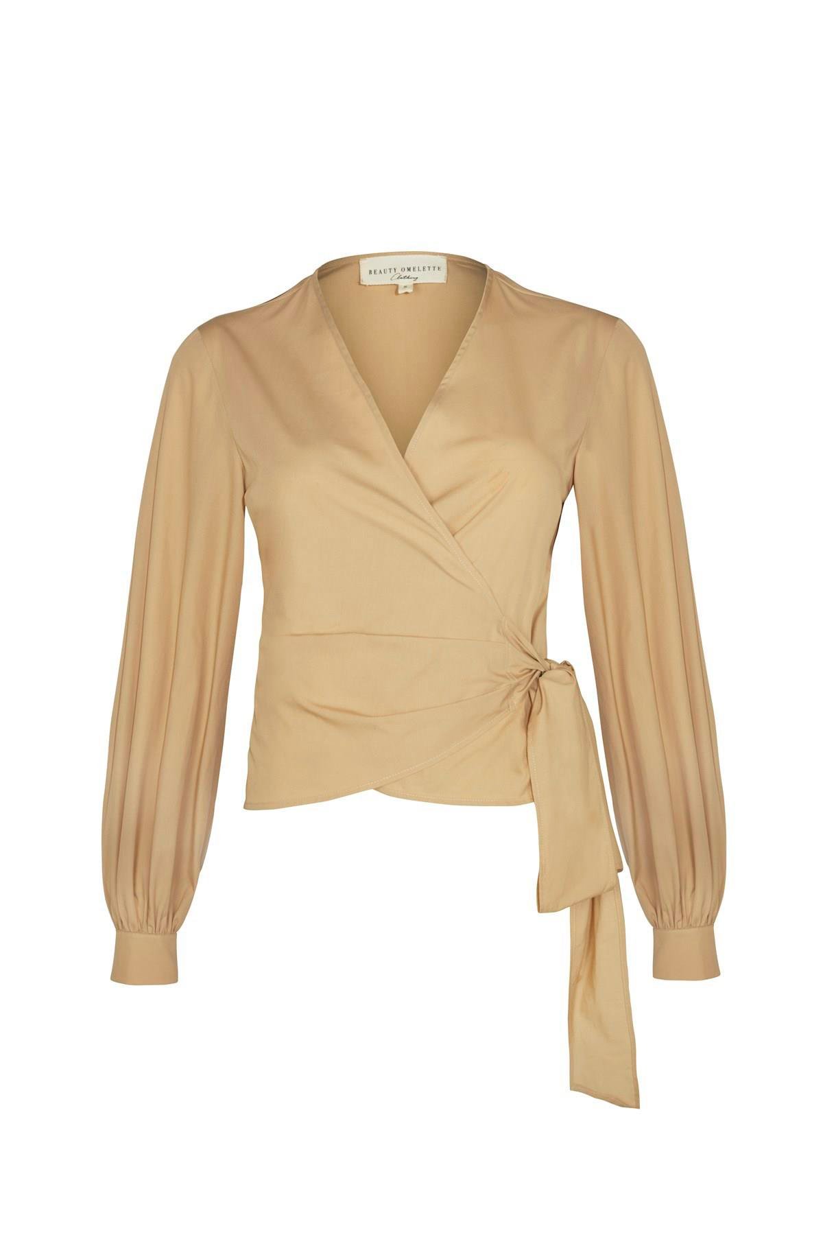 Bej Kruvaze Poplin Gömlek