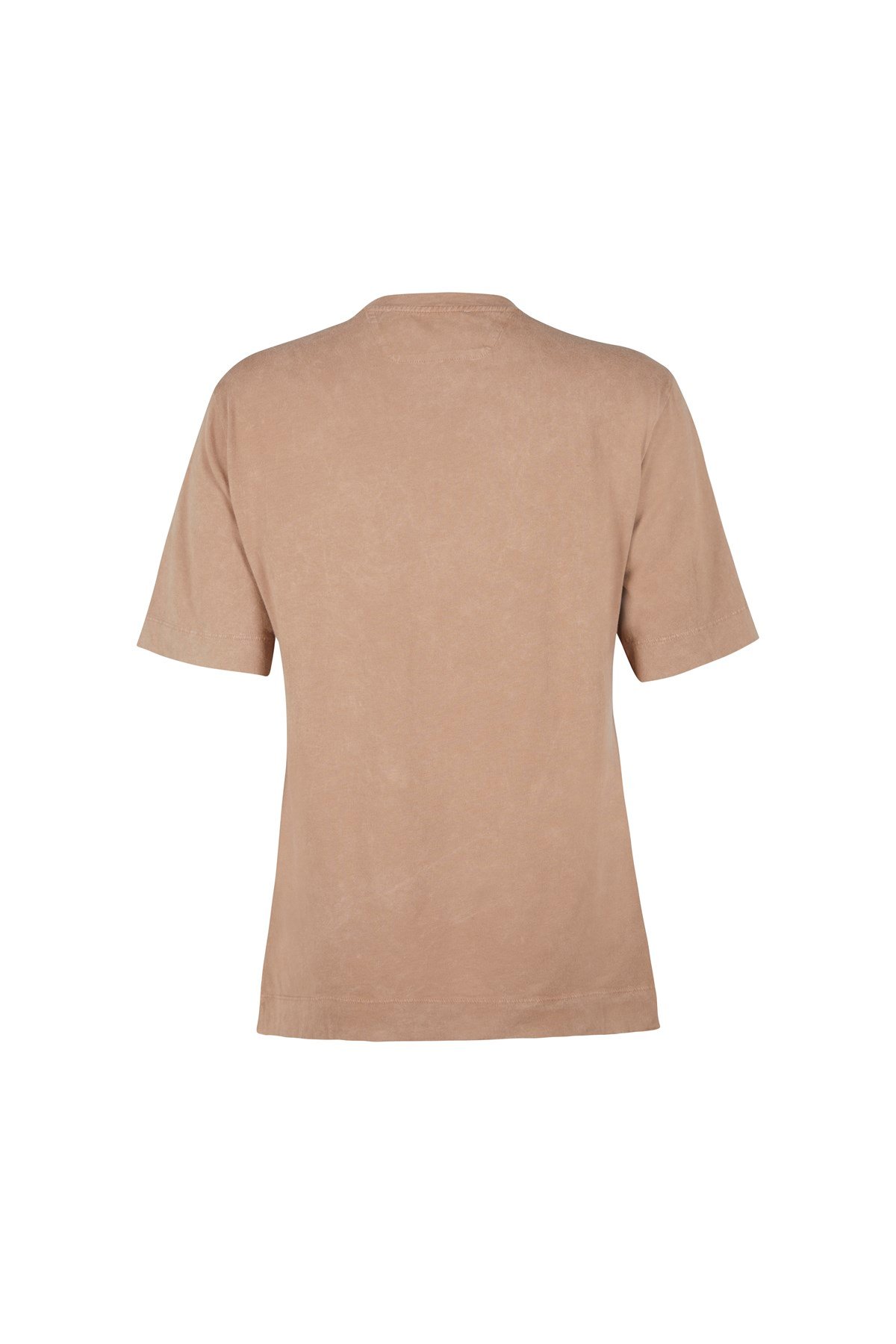 Bej Leopar Baskılı Yıkamalı Tshirt