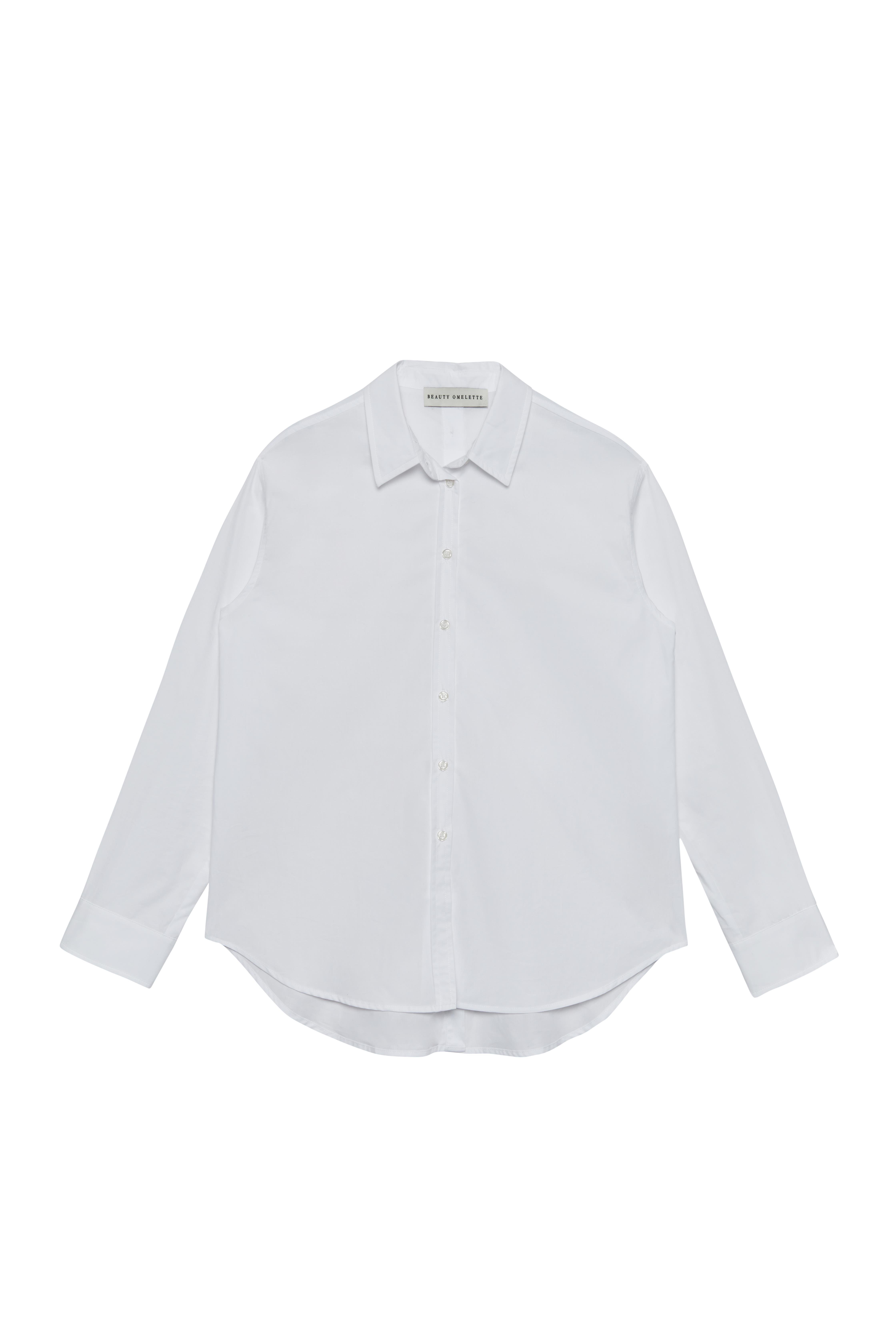 Beyaz Arkası Düğmeli Poplin Gömlek