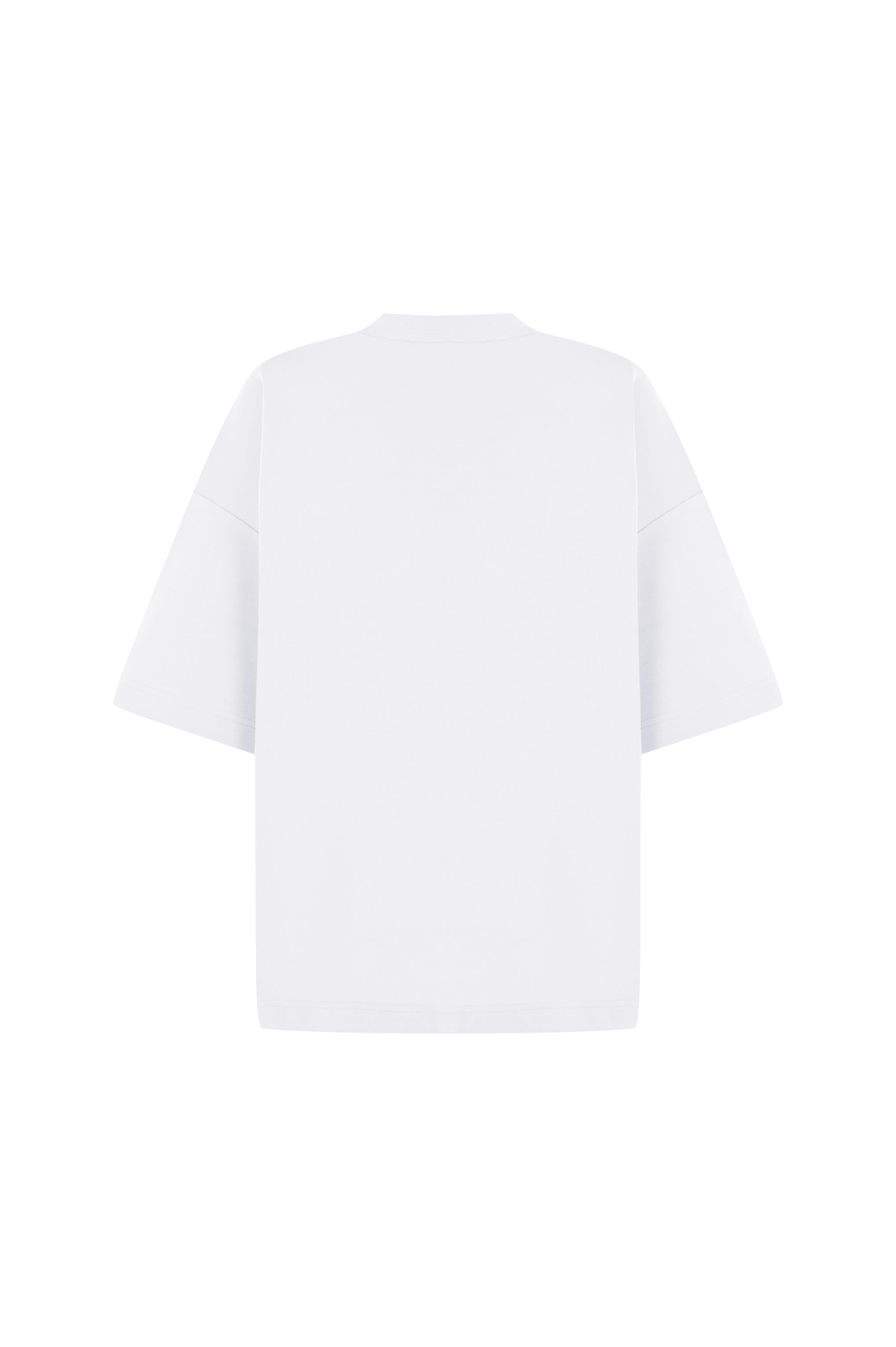 Beyaz Bisiklet Yaka Oversize Tshirt