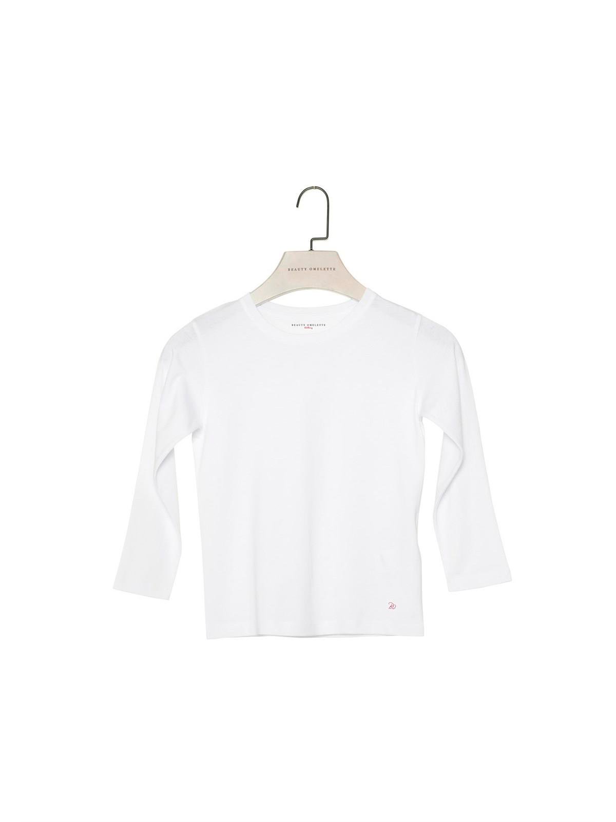 Beyaz Bisiklet Yaka Uzun Kollu Çocuk T-shirt